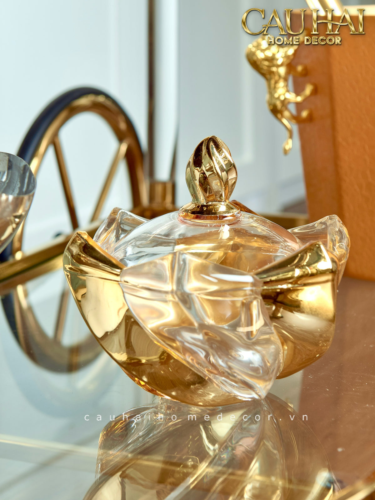 Crown Of Aurora Gilded Crystal Bonbonnière 16x17.5 W1.3Kg