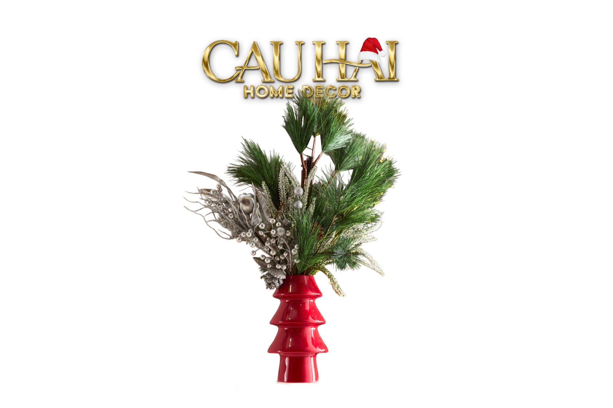 Fêtes Couture - Set Bình Và Hoa Christmas Tree Mistletoe Pine Vase-CẬU HAI HOME DECOR