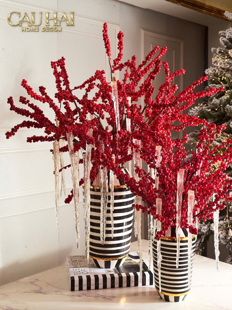 Fêtes Couture - Set Bình Và Hoa Winterberry Icicle H40-CẬU HAI HOME DECOR