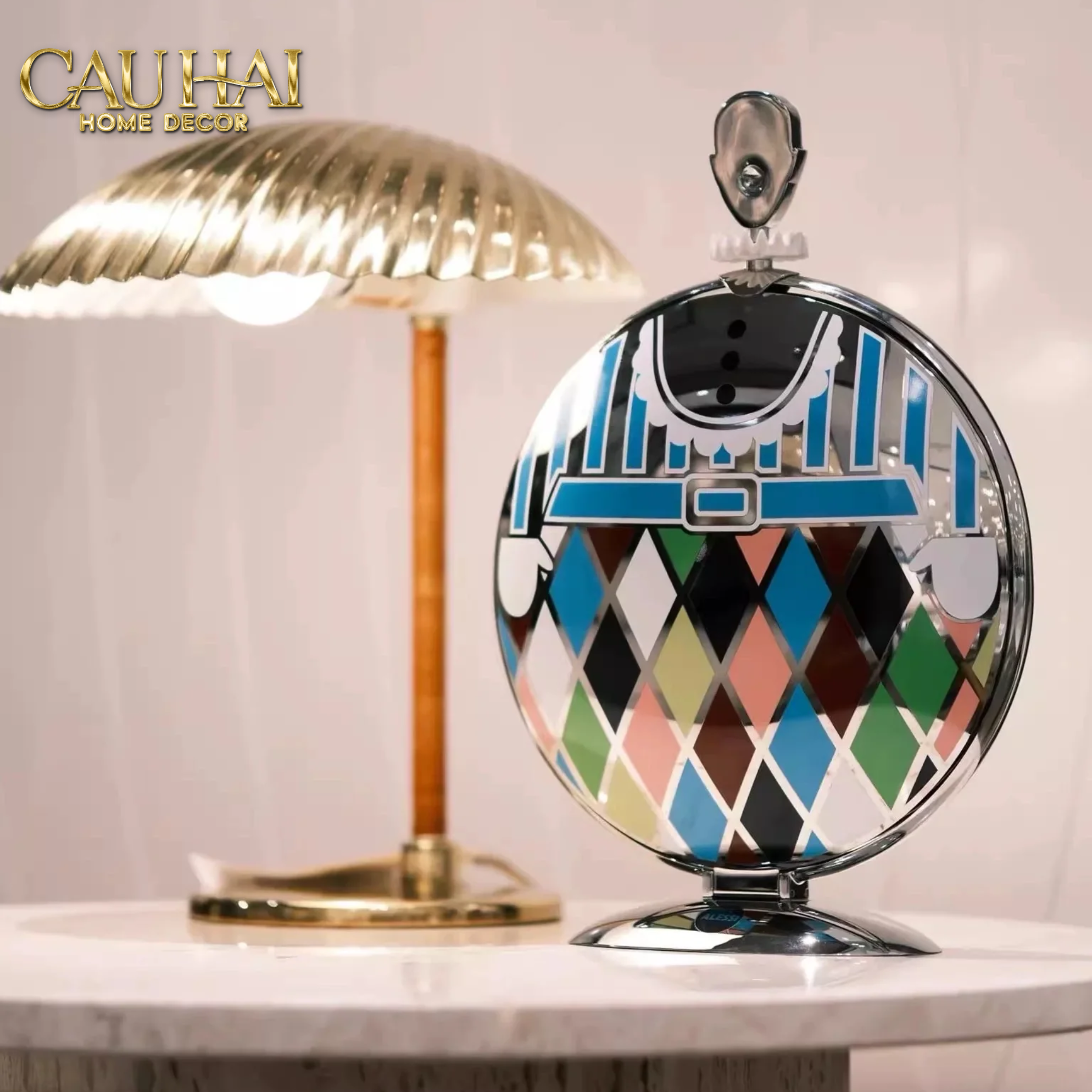 KHAY FRUIT & DESSERT ÉTAGÈRE HARLEQUIN LMT – CRYSTAL STEEL TRAY-CẬU HAI HOME DECOR