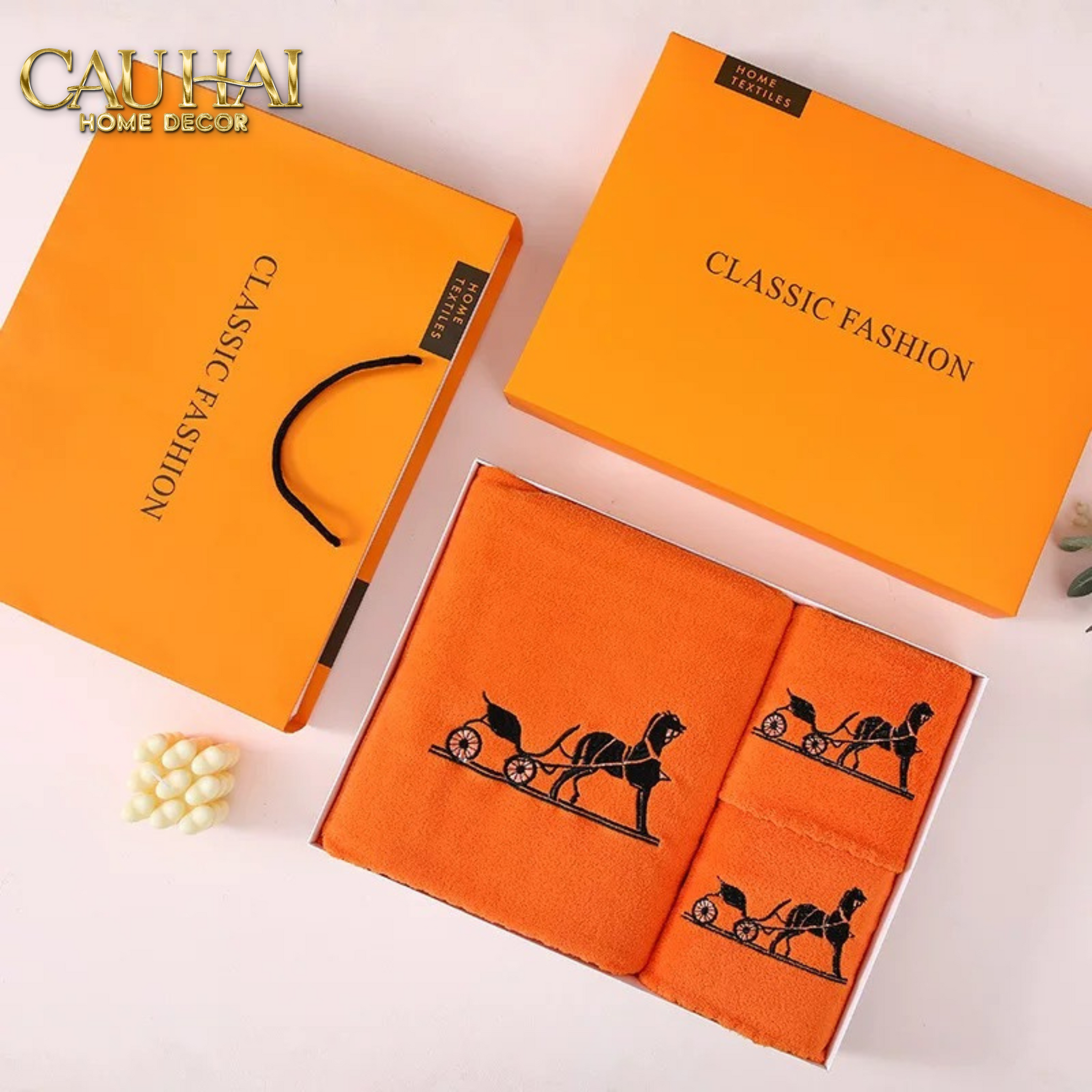 SET 2 KHĂN MẶT 40X90 - CHARIOTS CARRIAGE - FACE TOWEL FULL BOX-CẬU HAI HOME DECOR