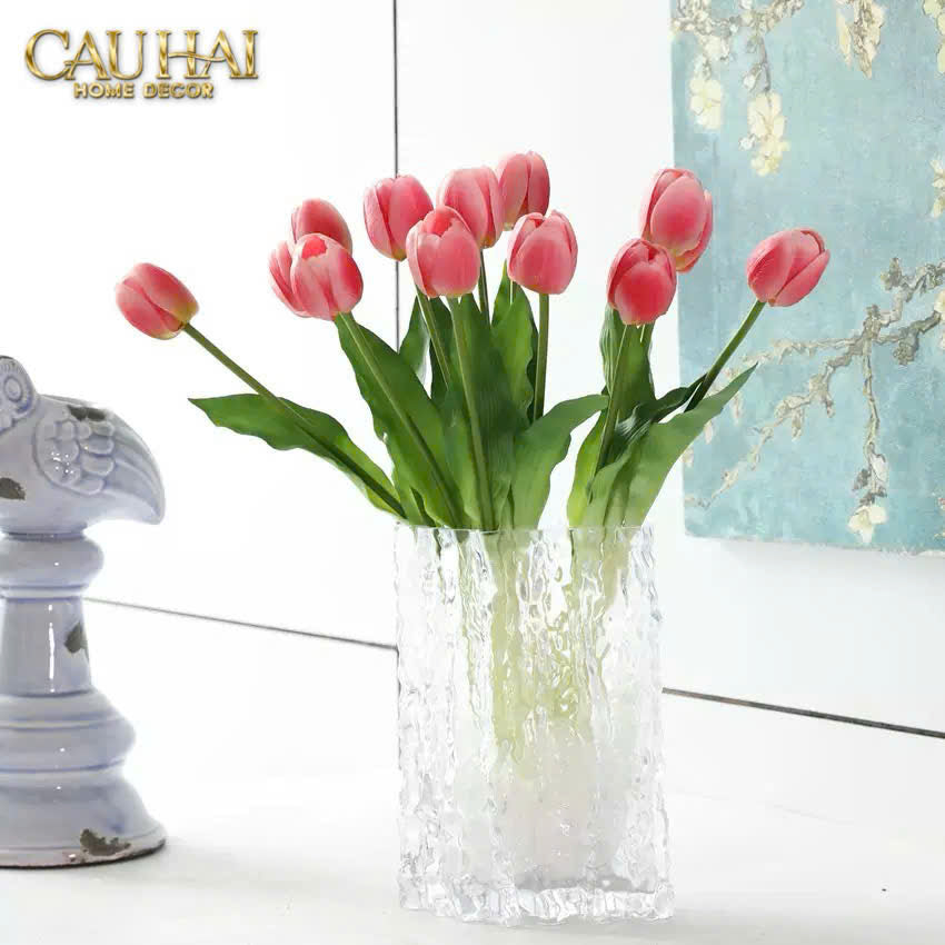 SET 5 HOA TULIP SOFTY MULBERRY / SESAME / ROUGE 35CM-CẬU HAI HOME DECOR