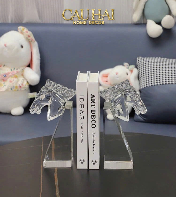 Maison Couture -  Set Chặn Sách Ngựa Pha Lê  Cristallerie Cavalier Duo Bookend