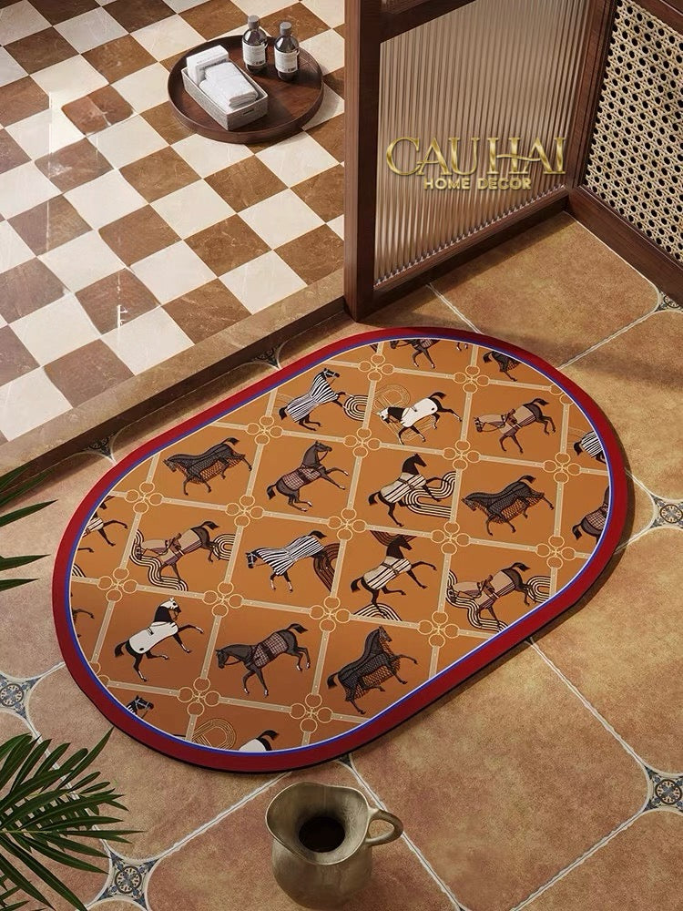 Thảm Cửa Microfiber 50x75 Patina Héritage Brun Patchwork Équestre