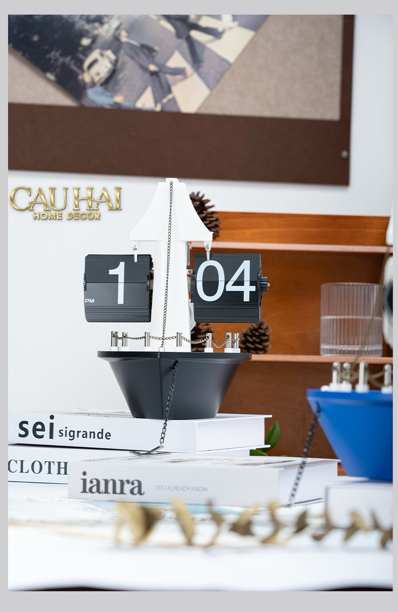 Maison Couture - Đồng Hồ Lật Retro Tàu Biển  Flip Clock Cruise Ship 21x8x17