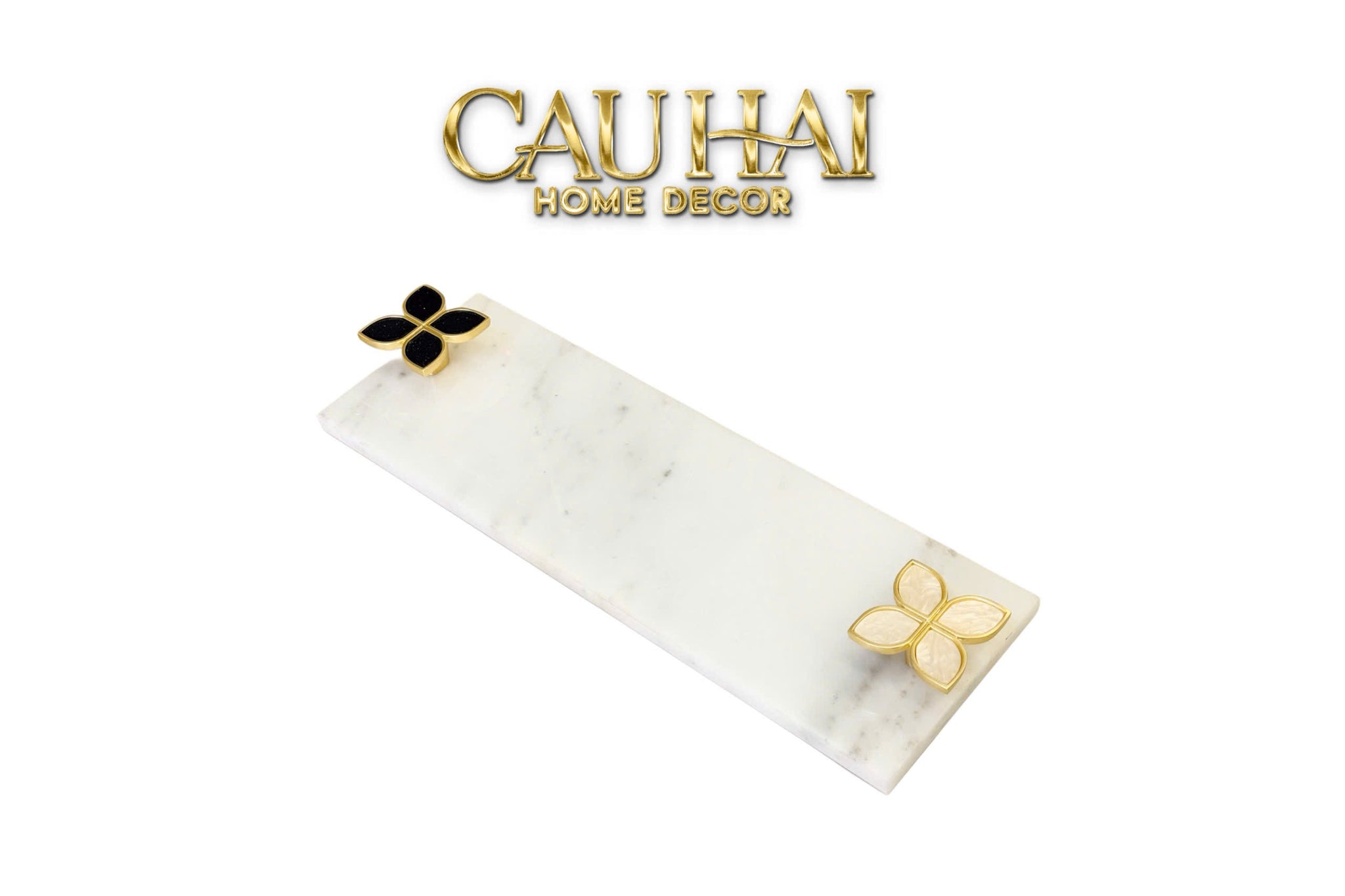 Khay Đá Manhattan Urban Terrace Marble Tray - Special Clover Knob 15 X 30