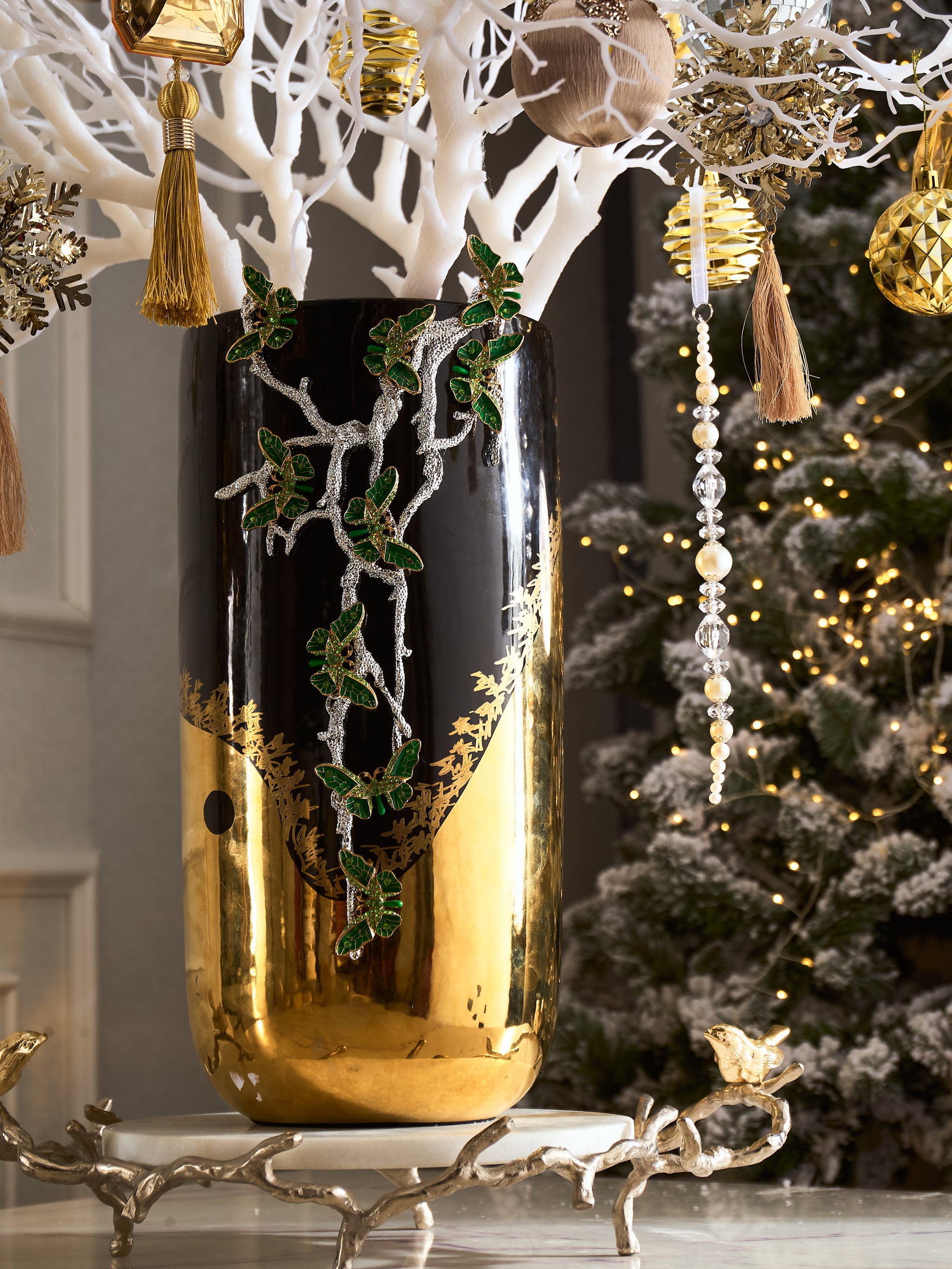 Fêtes Couture – Set Bình Hoa Christmas L’Arbre Noir Doré Vase-CẬU HAI HOME DECOR