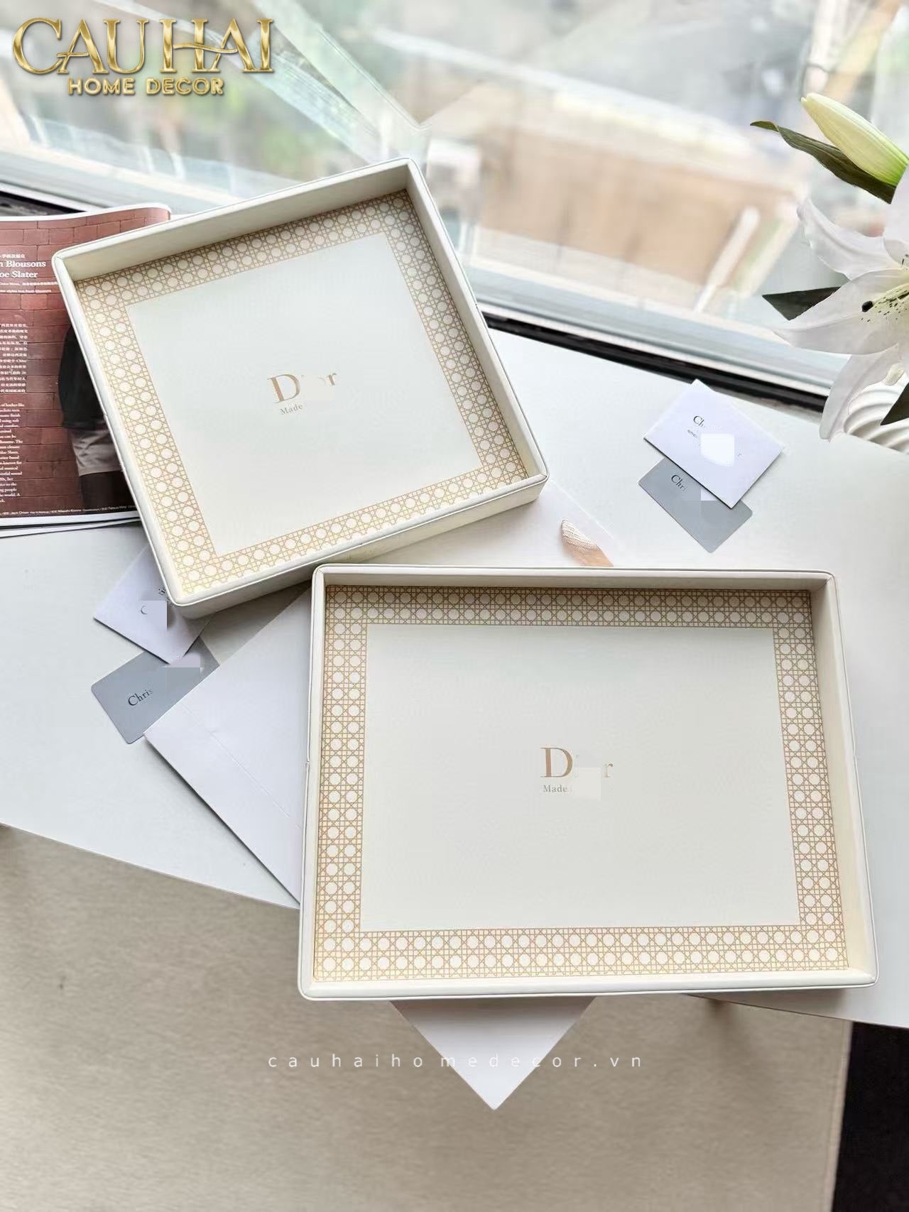 Home Couture - Khay Lux Leather 30X40 D'Ivoire-CẬU HAI HOME DECOR