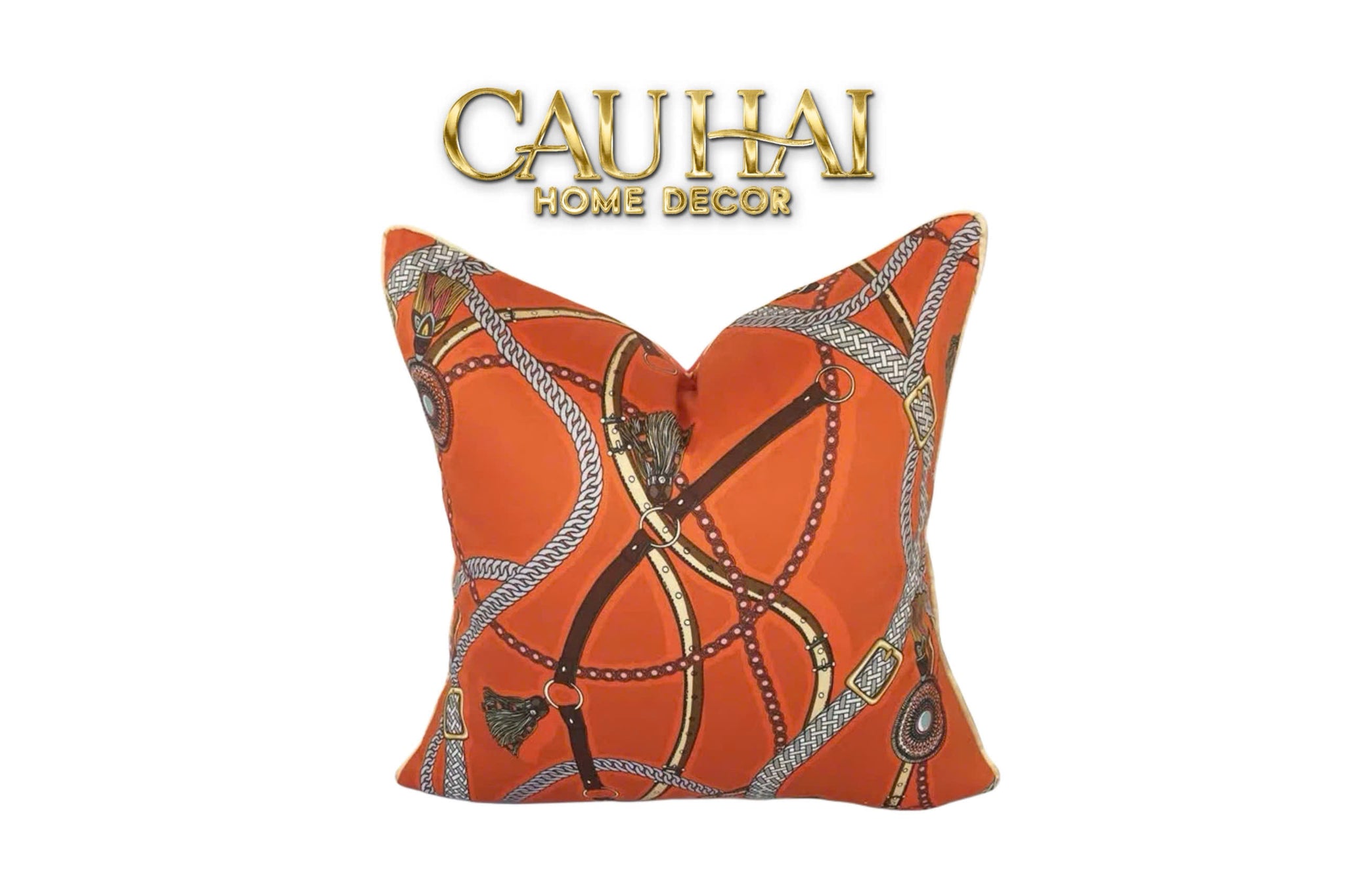 VỎ GỐI COTTON SATIN  LES RÊNES ÉQUESTRES - VERMILLION  45