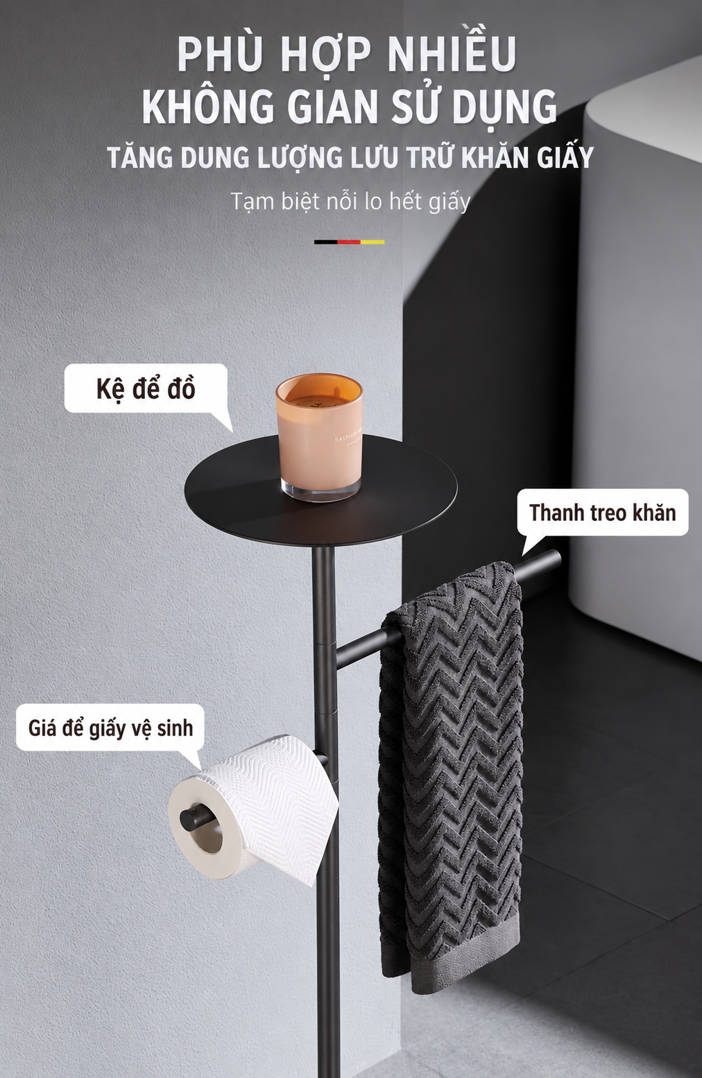 Kệ Nhà Tắm Marble Utility Valet Noir H85