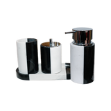 Special Edition Black and White Marble Bathroom Set - Monolith Noir & Ivoire Oval Tray - Bathroom Vanities 4pcs