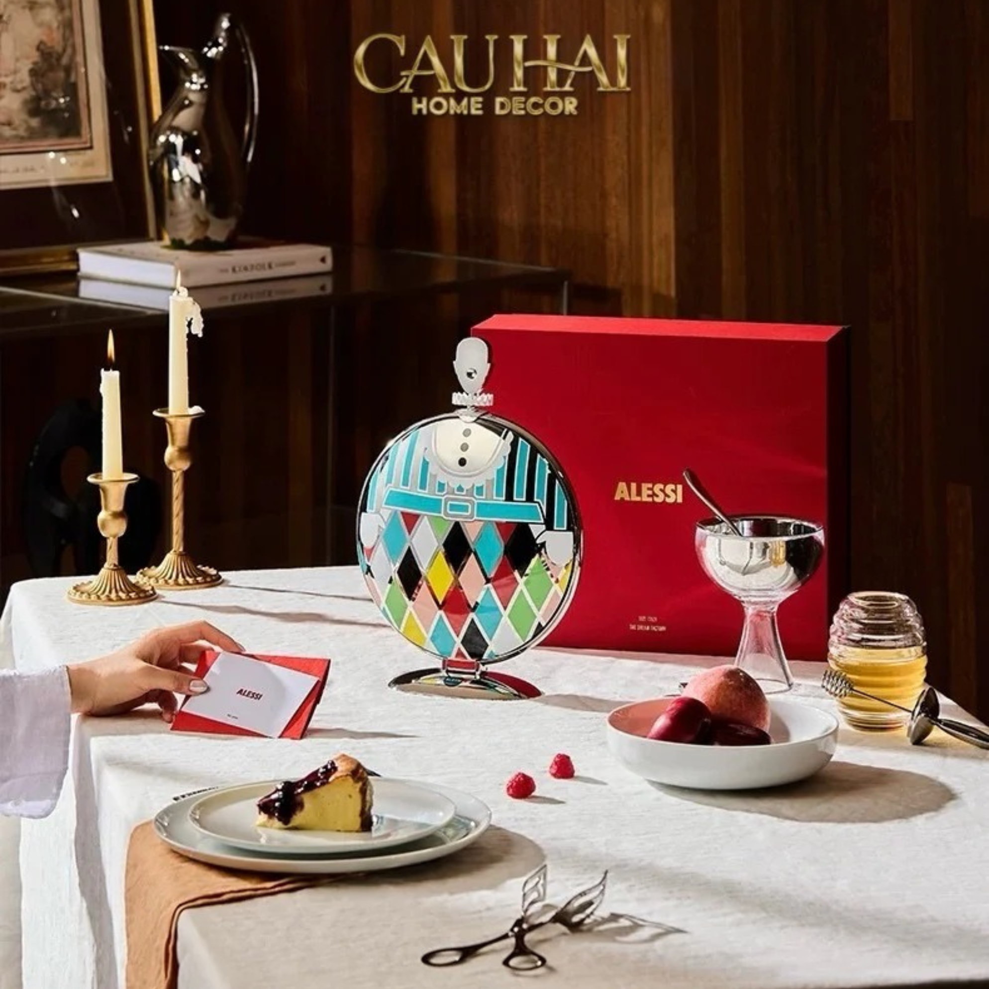 KHAY FRUIT & DESSERT ÉTAGÈRE HARLEQUIN LMT – CRYSTAL STEEL TRAY-CẬU HAI HOME DECOR