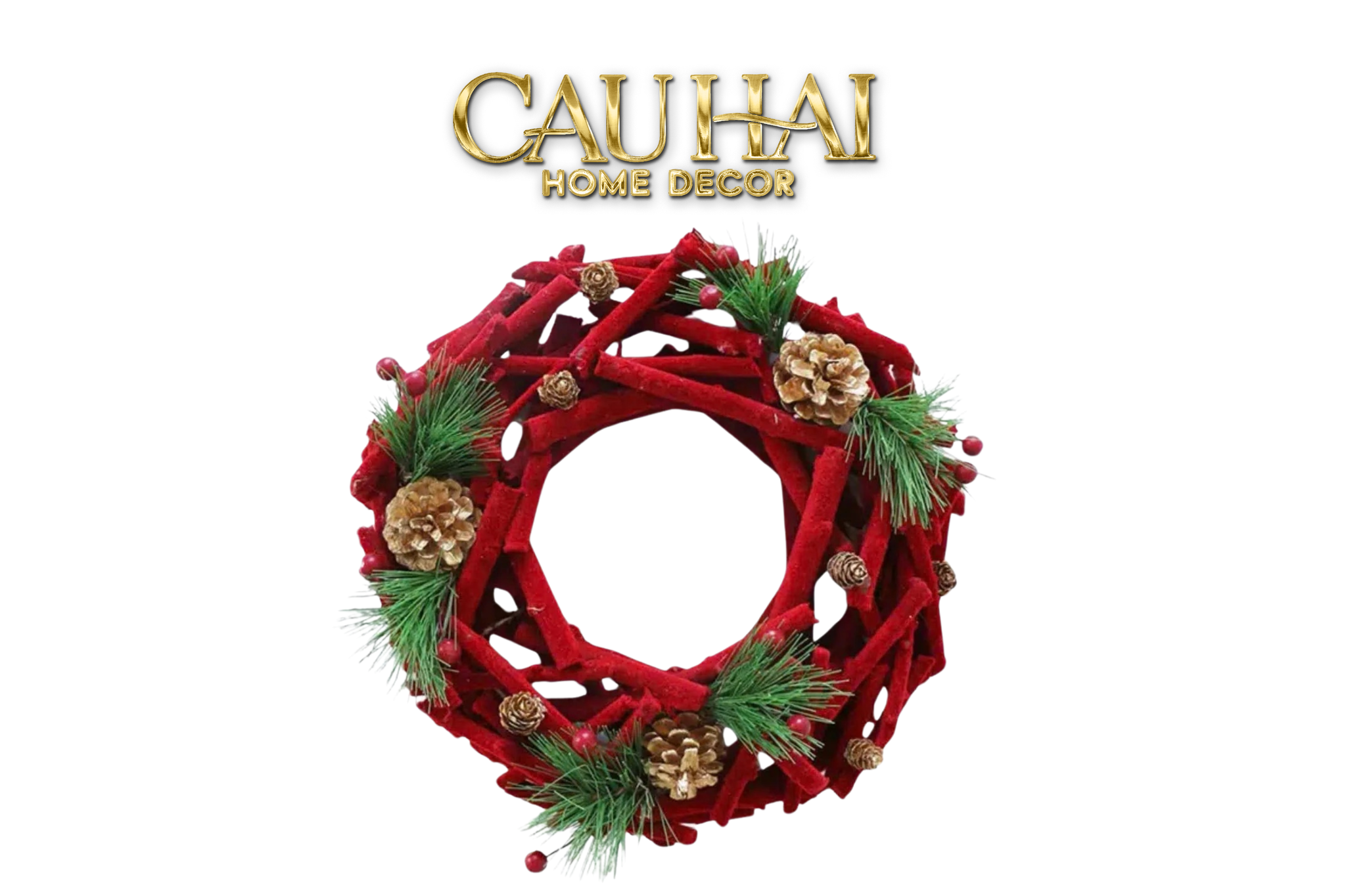 Fêtes Couture - Vòng Giáng Sinh Velvet Pine Christmas Wreath-CẬU HAI HOME DECOR