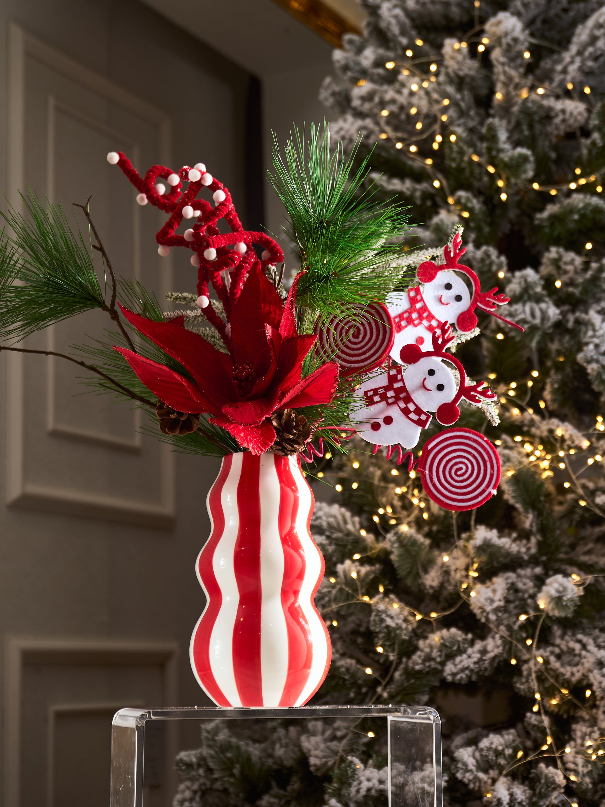 Set Bình Hoa Grande Cherry Candy Cane-CẬU HAI HOME DECOR