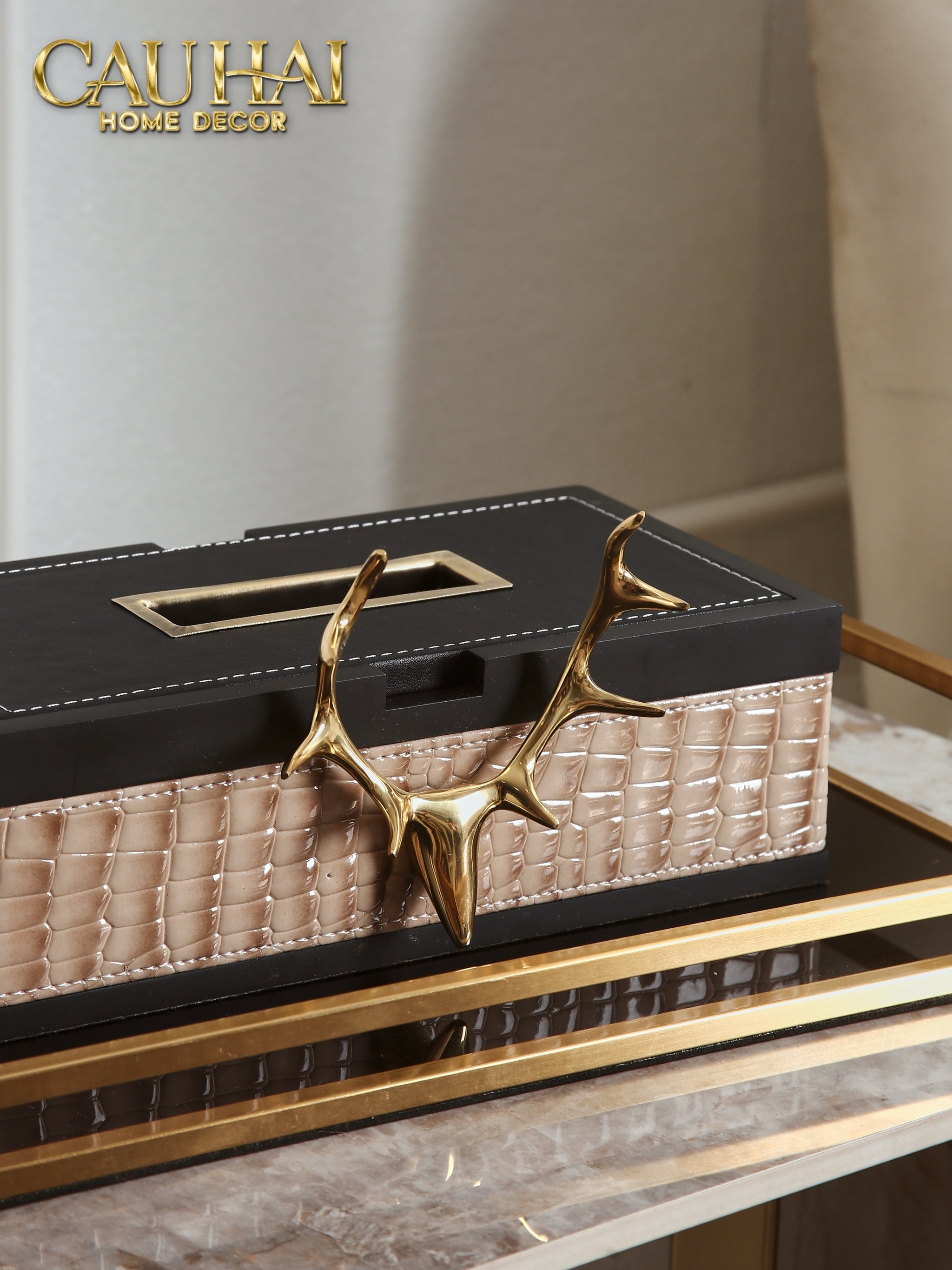 HOME COUTURE - HỘP KHĂN GIẤY EXOTIC LUX CROCO -  ELK ÉDITION SPÉCIALE