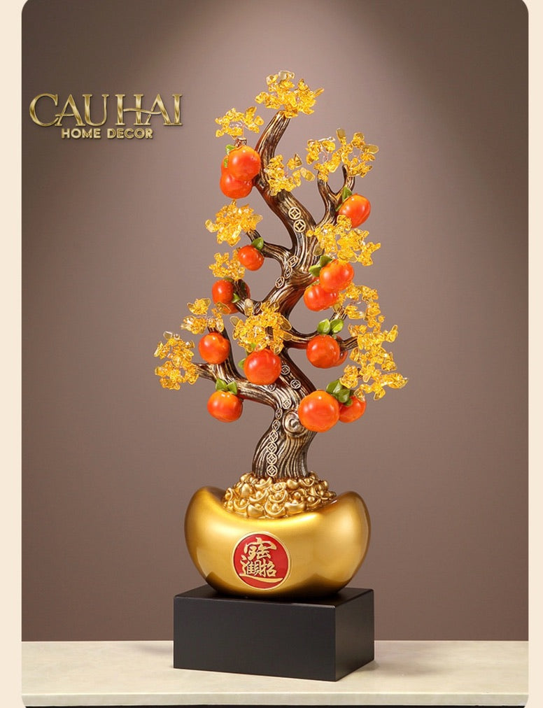 Tết Couture - Cây Hồng Đính Pha Lê Vàng -  Đại Tứ Hỷ - Jewelry Persimone Fortune Tree 85x38
