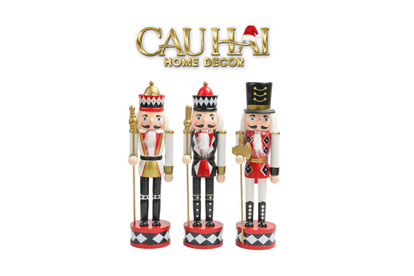FÊTES COUTURE - SET 3 TƯỢNG   NUTCRACKER MOYENNE  ROUGE ROYAL 30CM