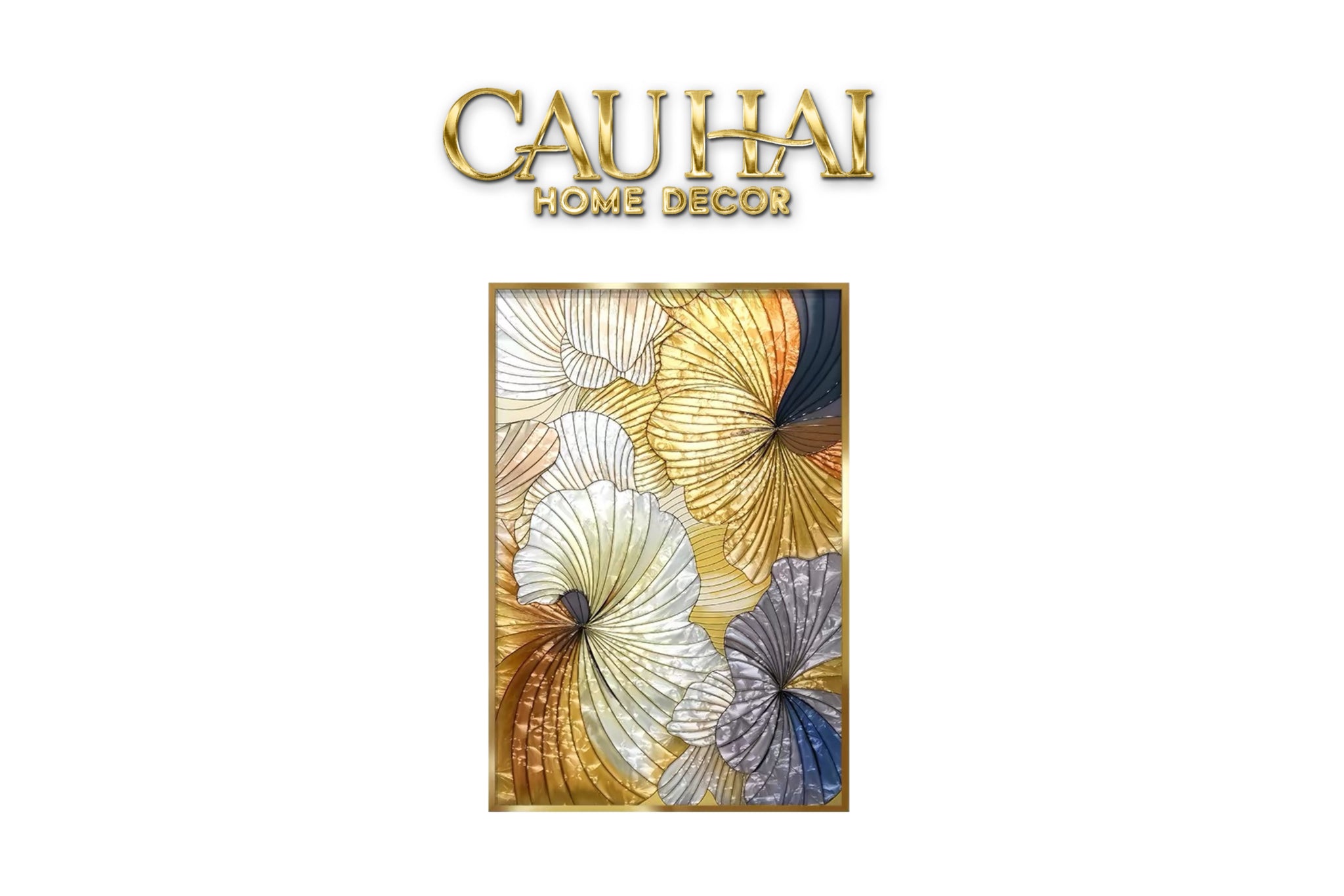 Maison Couture - Tranh Khảm Men Thuỷ Tinh Khung Thủ Công Khung Thép Không Gỉ Gilded Prism Enamel - Ginkgo Era 70x100