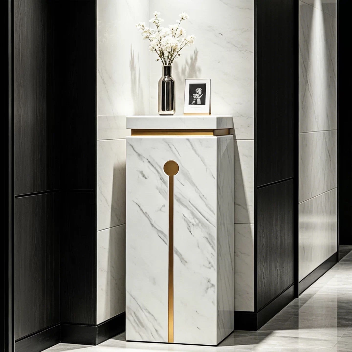 Bục Trang Trí Marble Chữ Nhật Axis D’Or Ivory H100