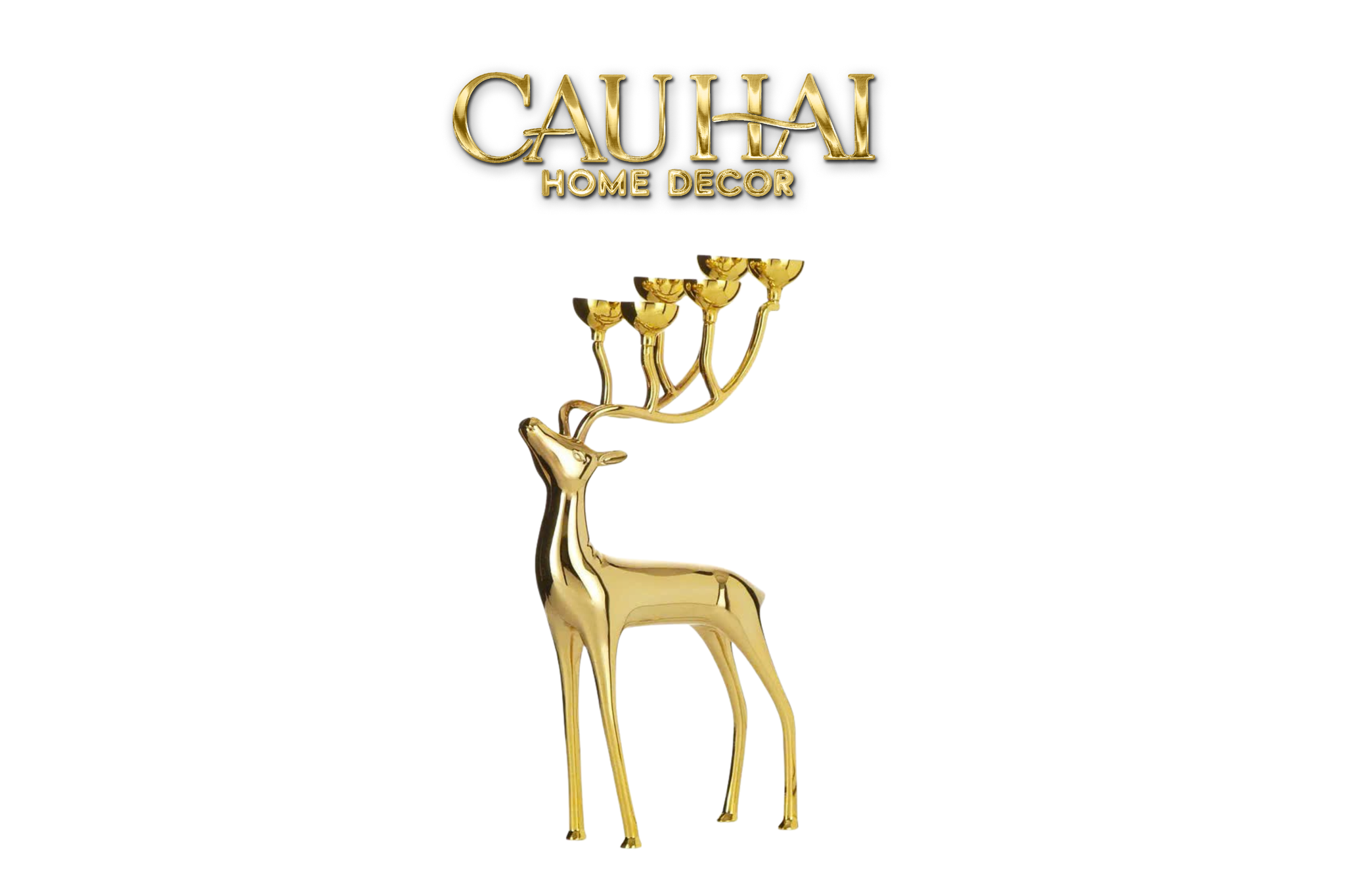 FÊTES COUTURE - ĐẾ NẾN HƯƠU LUMIÈRE DU CERF – GILDED CANDLE HOLDER ELK