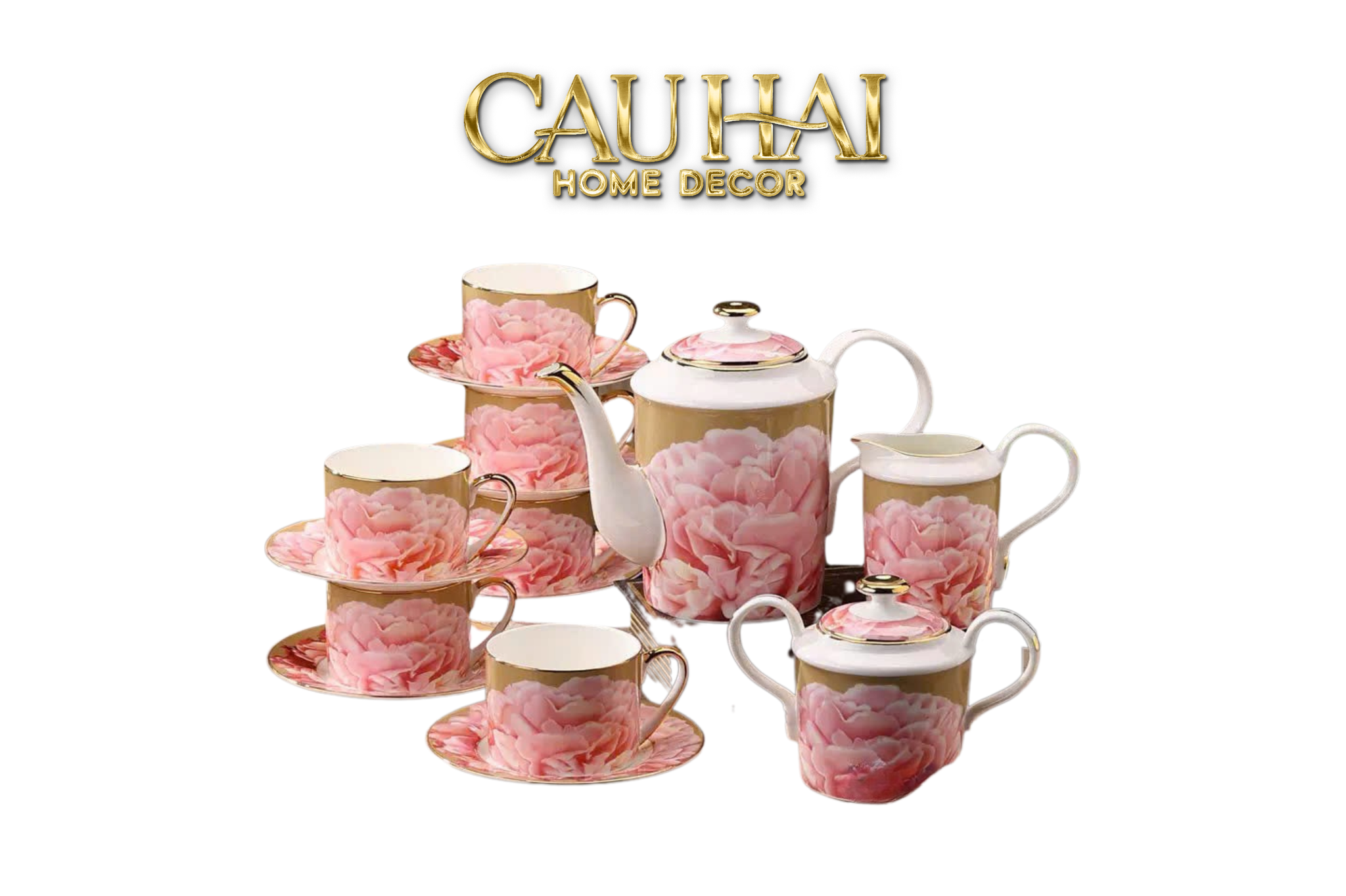 Maison Couture - Gift Set Bộ Bình Trà Rose Impériale de Versailles 15pcs - Rose Poudré /  Bleu Nuage