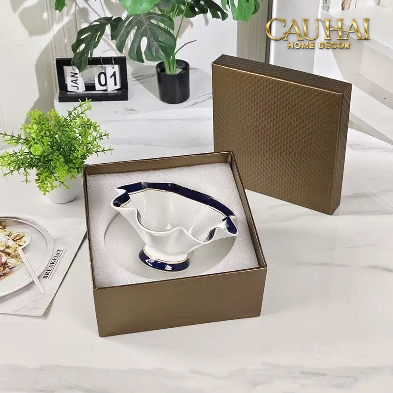 Maison Couture - Đĩa Trái Cây Belle Vie Luxe Blanc & Bleu Minuit Signature Fluid Plateau