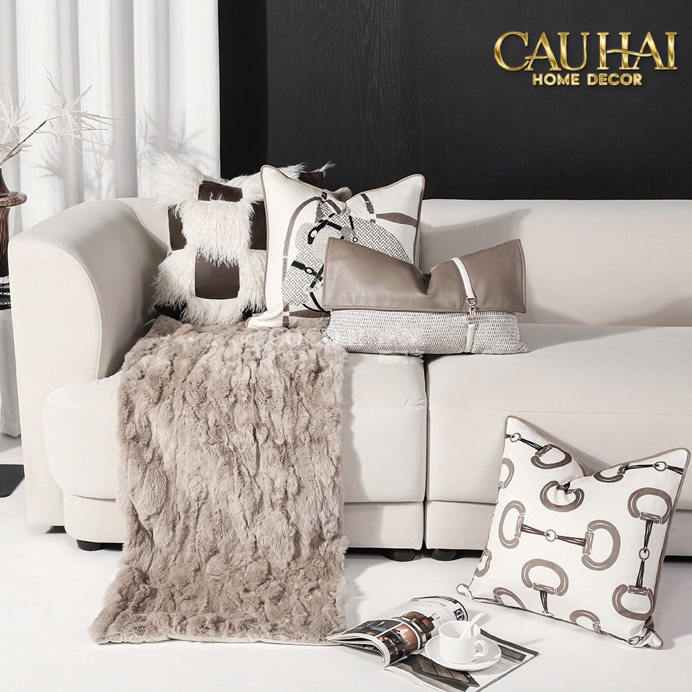 Vỏ Gối Nhung Equestrian Étrier d’Élite Blanche 45