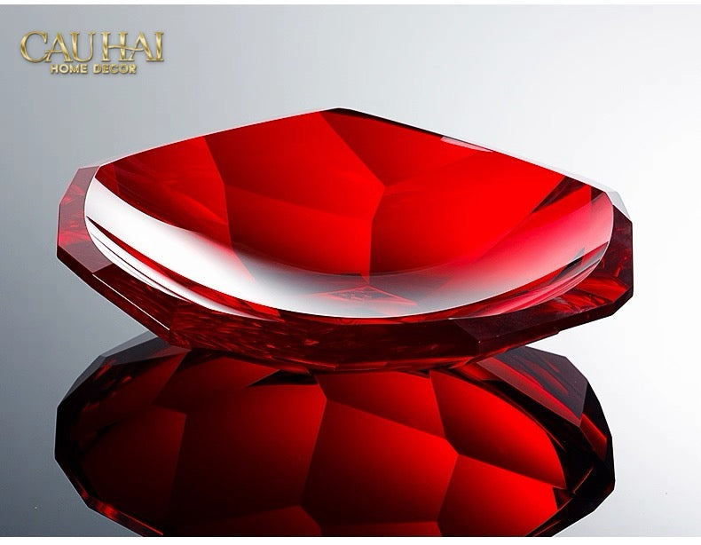 Maison Couture -   Đĩa Trái Cây Pha Lê Cao Cấp Critalleries Crimson Peak Rouge Centerpiece Fruit Plateau D29