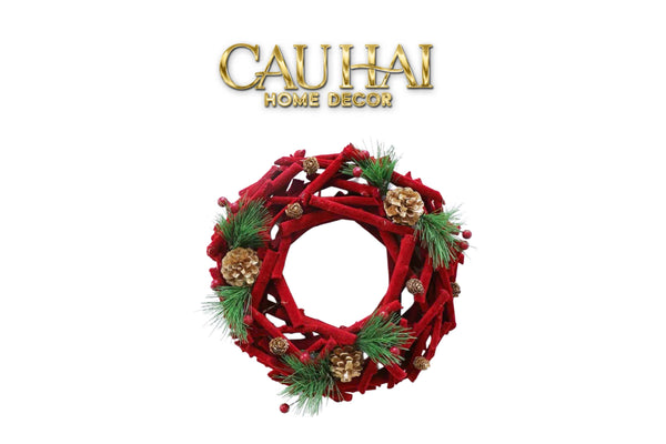 FÊTES COUTURE -  VÒNG GIÁNG SINH VELVET PINE CHRISTMAS WREATH