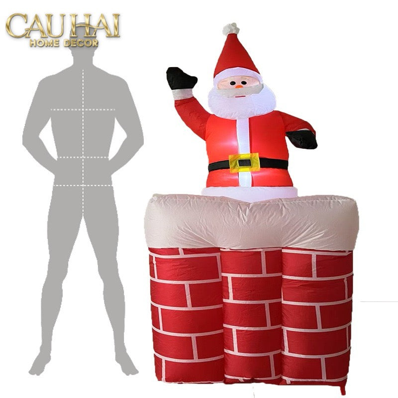 Fêtes Couture - Ông Già Noel Leo Ống Khói - Santa Salutation Cheminée-CẬU HAI HOME DECOR