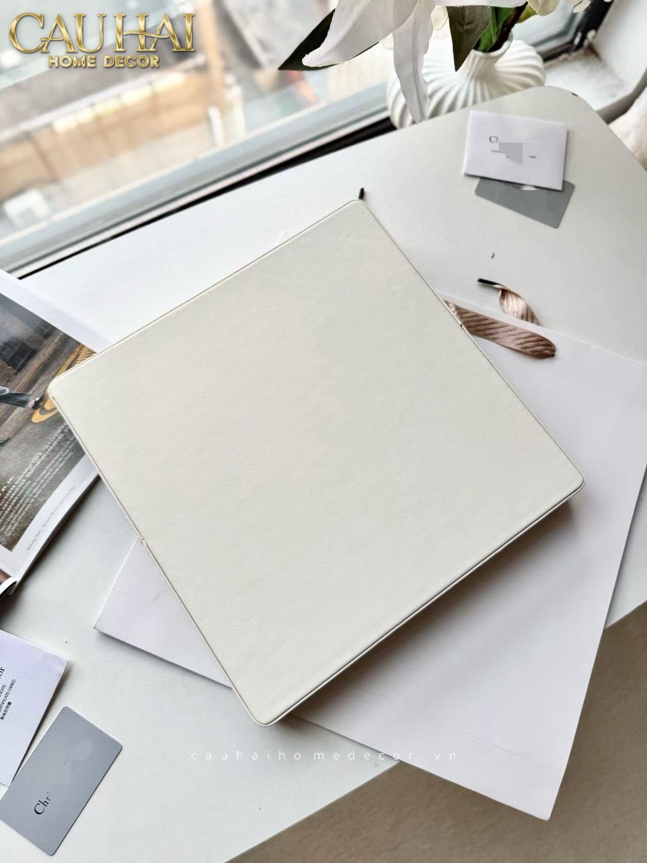 Home Couture - Khay Lux Leather 30X40 D'Ivoire-CẬU HAI HOME DECOR