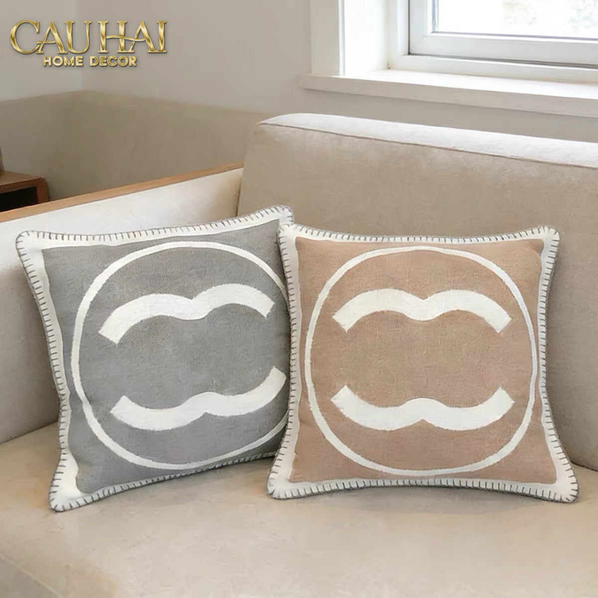 Les Cussins D’Élégance  - Vỏ Gối  Tweed Coco 45 - Beige