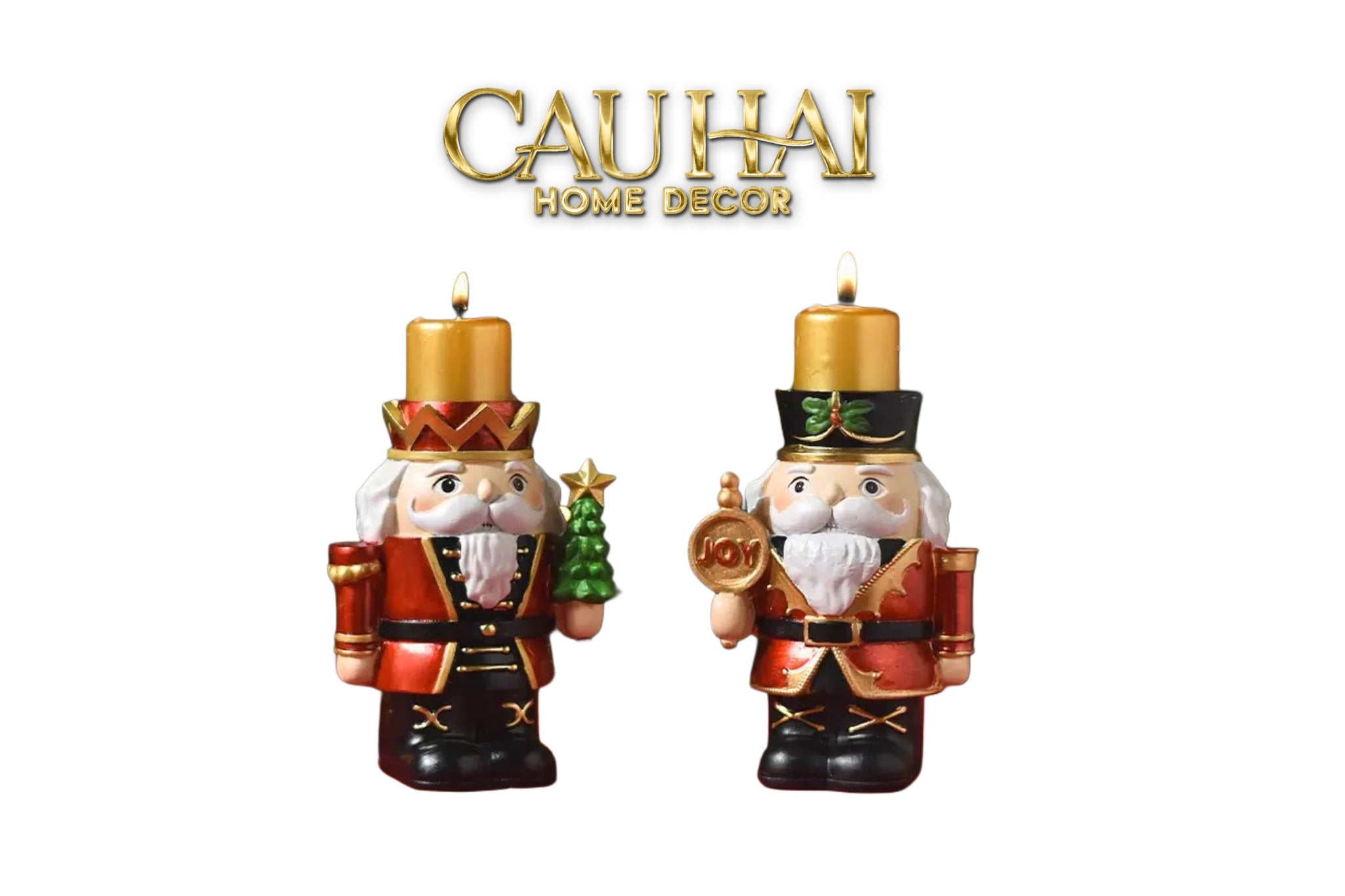 FÊTES COUTURE  - SET 2 ĐẾ NẾN PETIT NUTCRACKER JOYFUL CANDLE HOLDERS