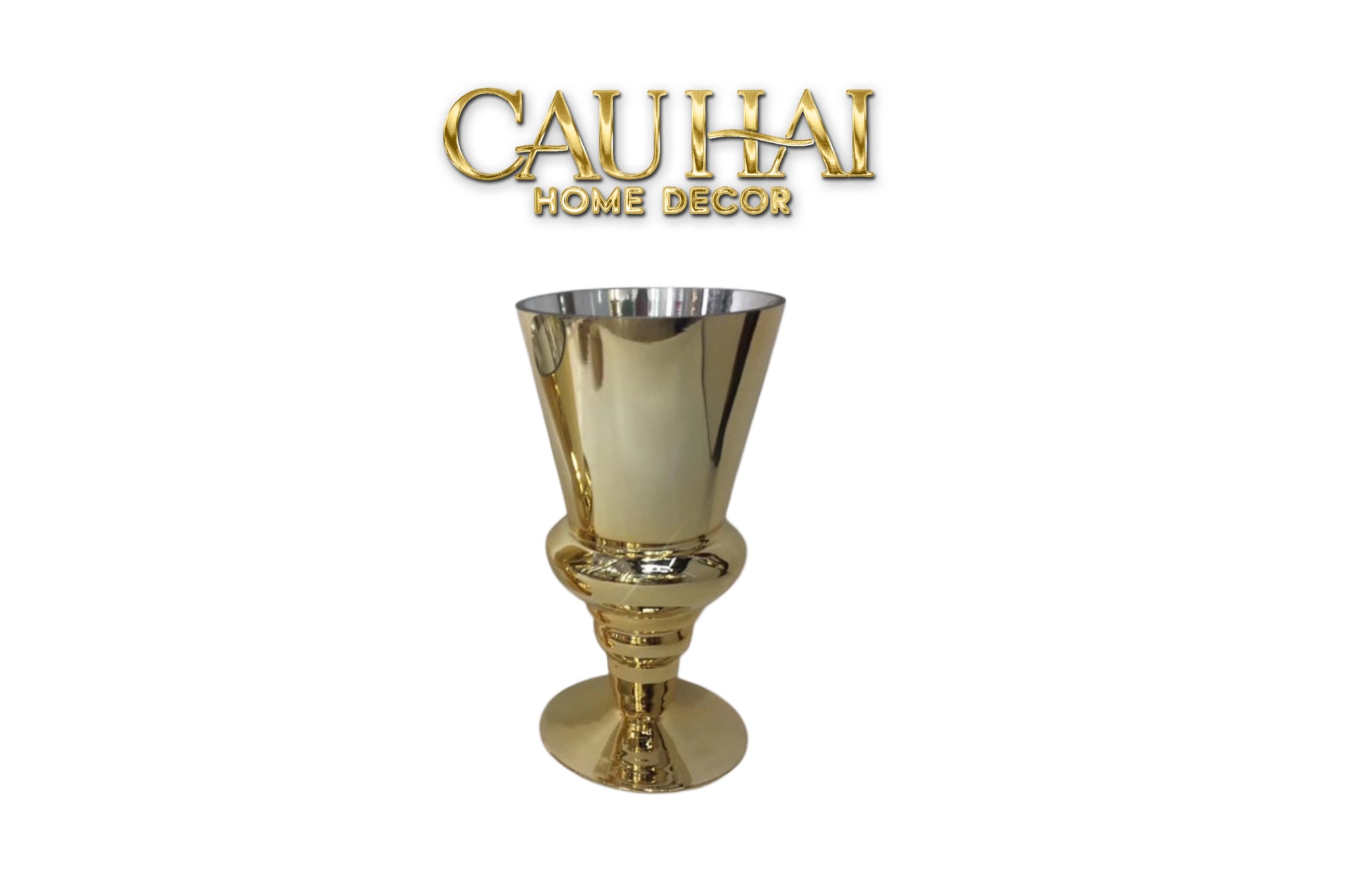 Maison Couture - Bình Hoa Thuỷ Tinh Mạ Vàng Cristallerie Dorée Impériale Goblet Vessel 19x34