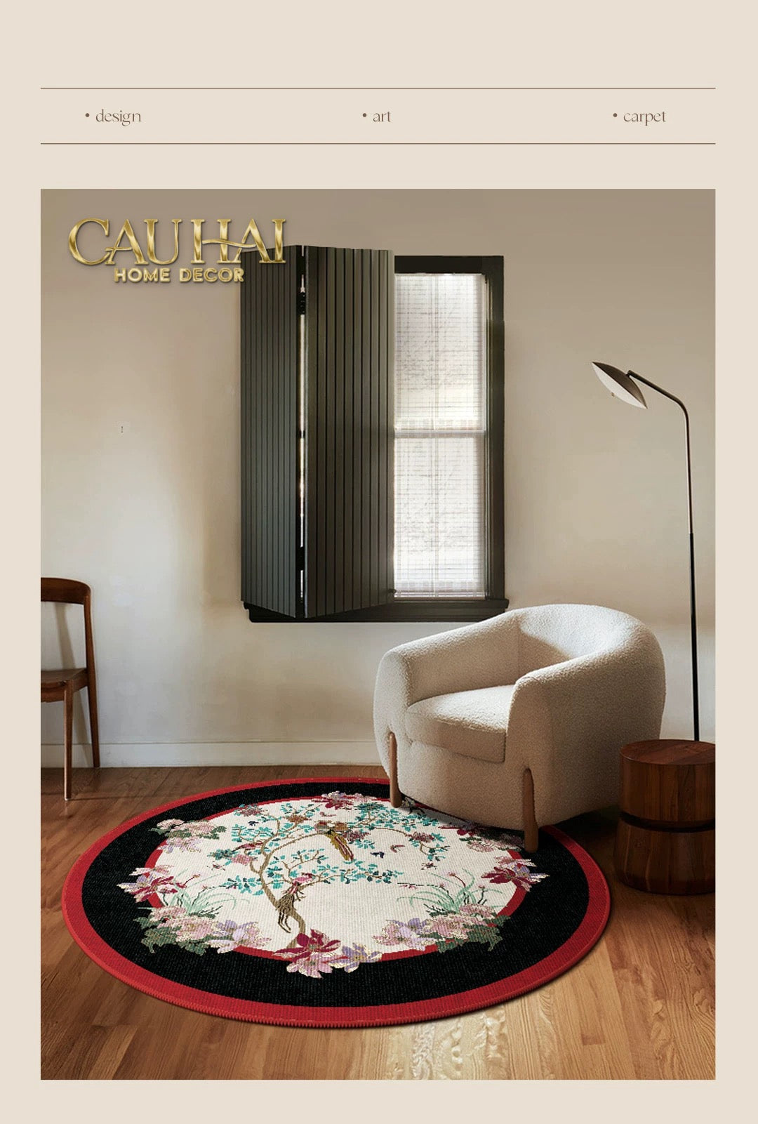 Thảm Tròn Nhung Bỉ D160 - Nocturne Avian Impériale Rectangular-CẬU HAI HOME DECOR