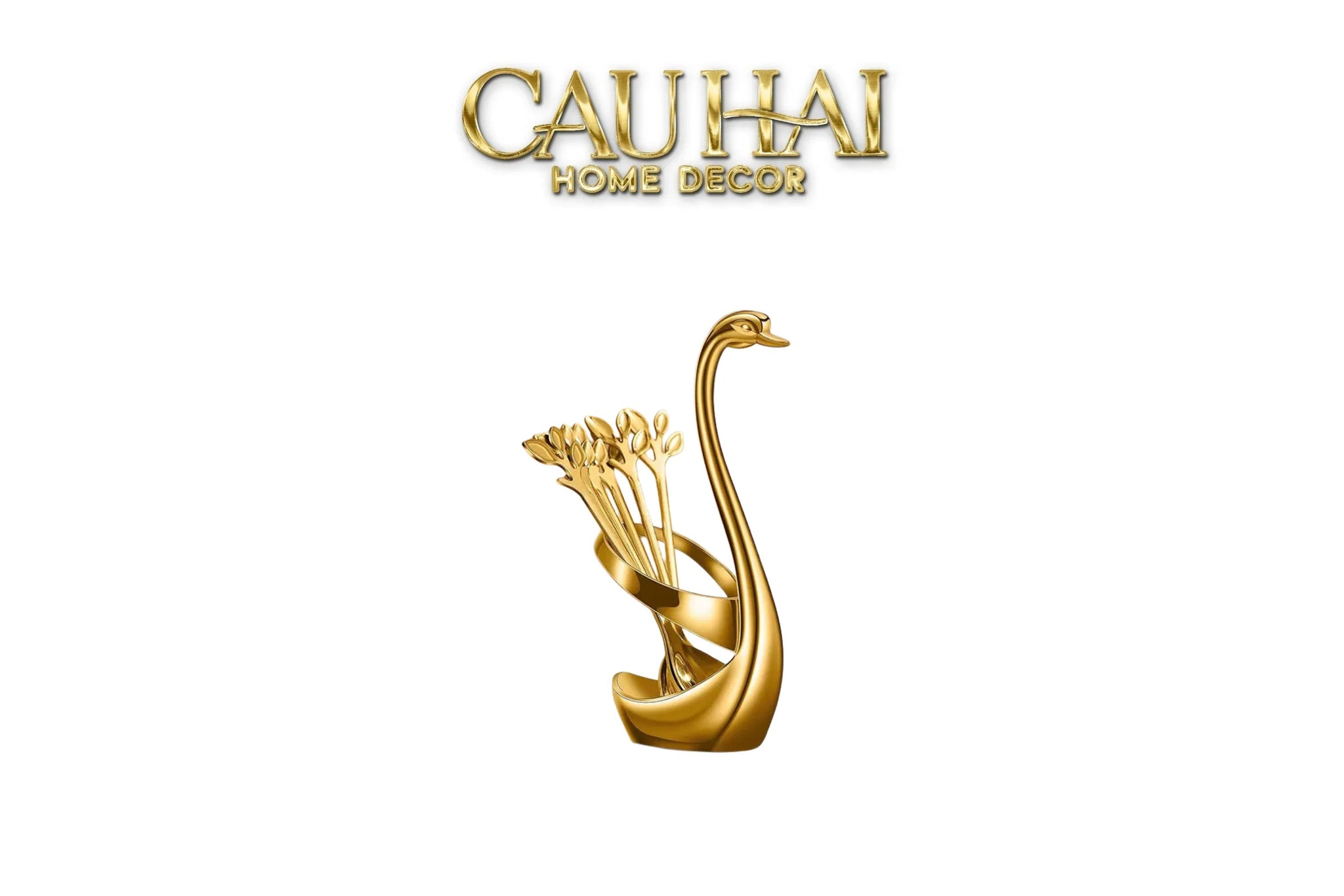 Set 6 Cái Nĩa Dessert Metal Swan Éclat D'Or 6pcs