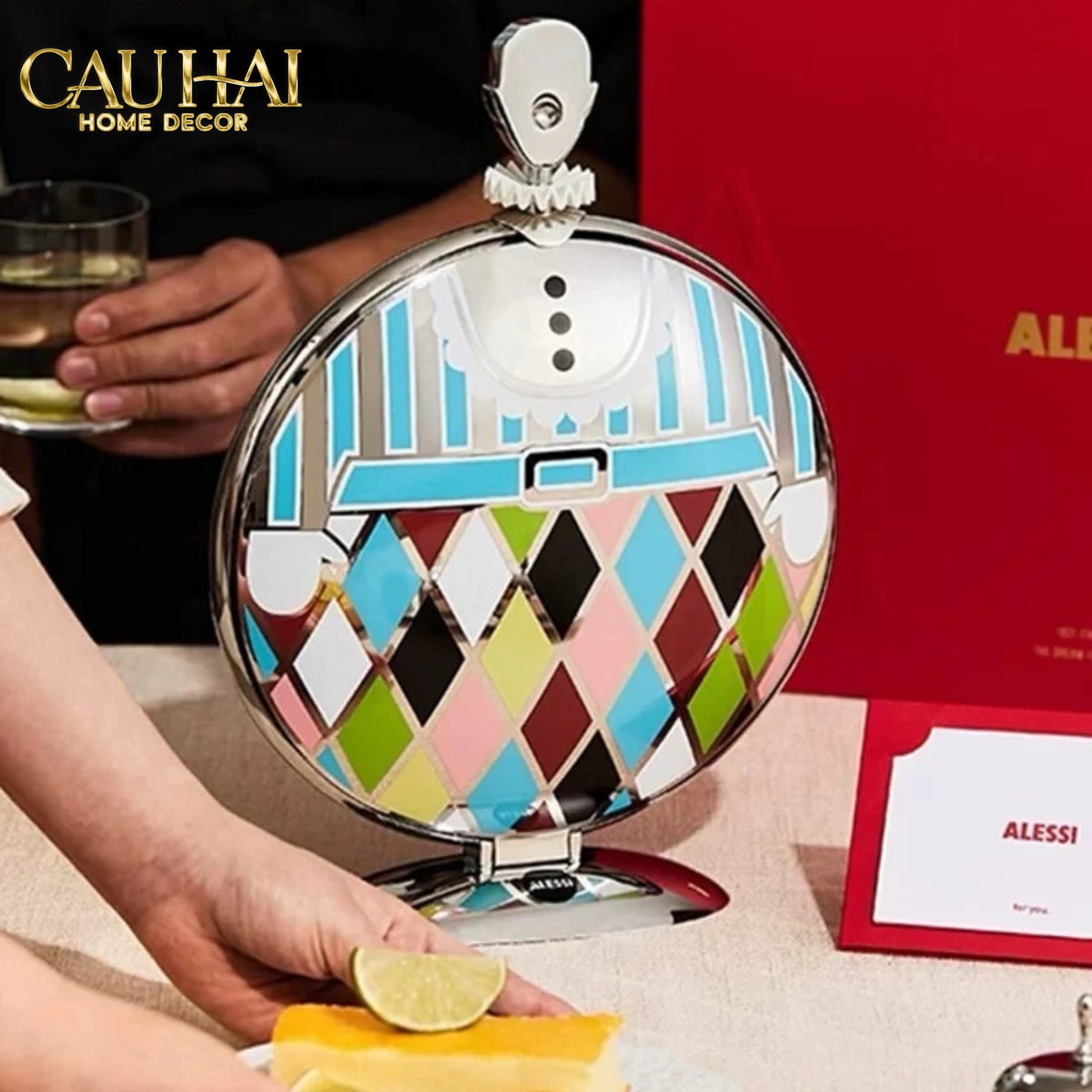 KHAY FRUIT & DESSERT ÉTAGÈRE HARLEQUIN LMT – CRYSTAL STEEL TRAY-CẬU HAI HOME DECOR