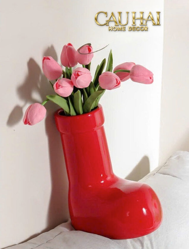 FÊTES COUTURE - BÌNH HOA ROUGE GLOSSY BUBBLR BOOT VASE-CẬU HAI HOME DECOR