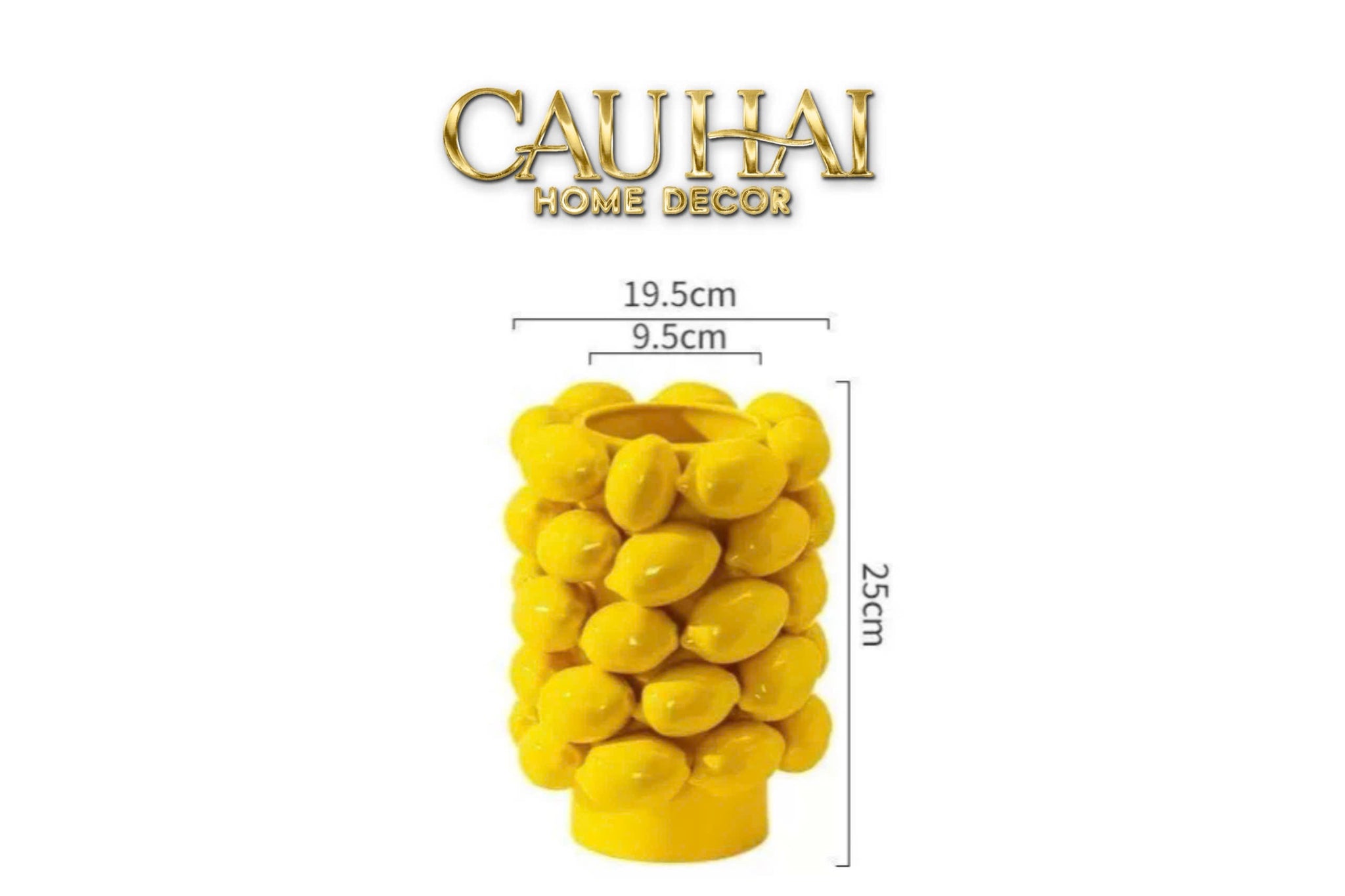 HOME COUTURE - BÌNH HOA CERAMIC CITRON - ÉCLAT JAUNE H25-CẬU HAI HOME DECOR