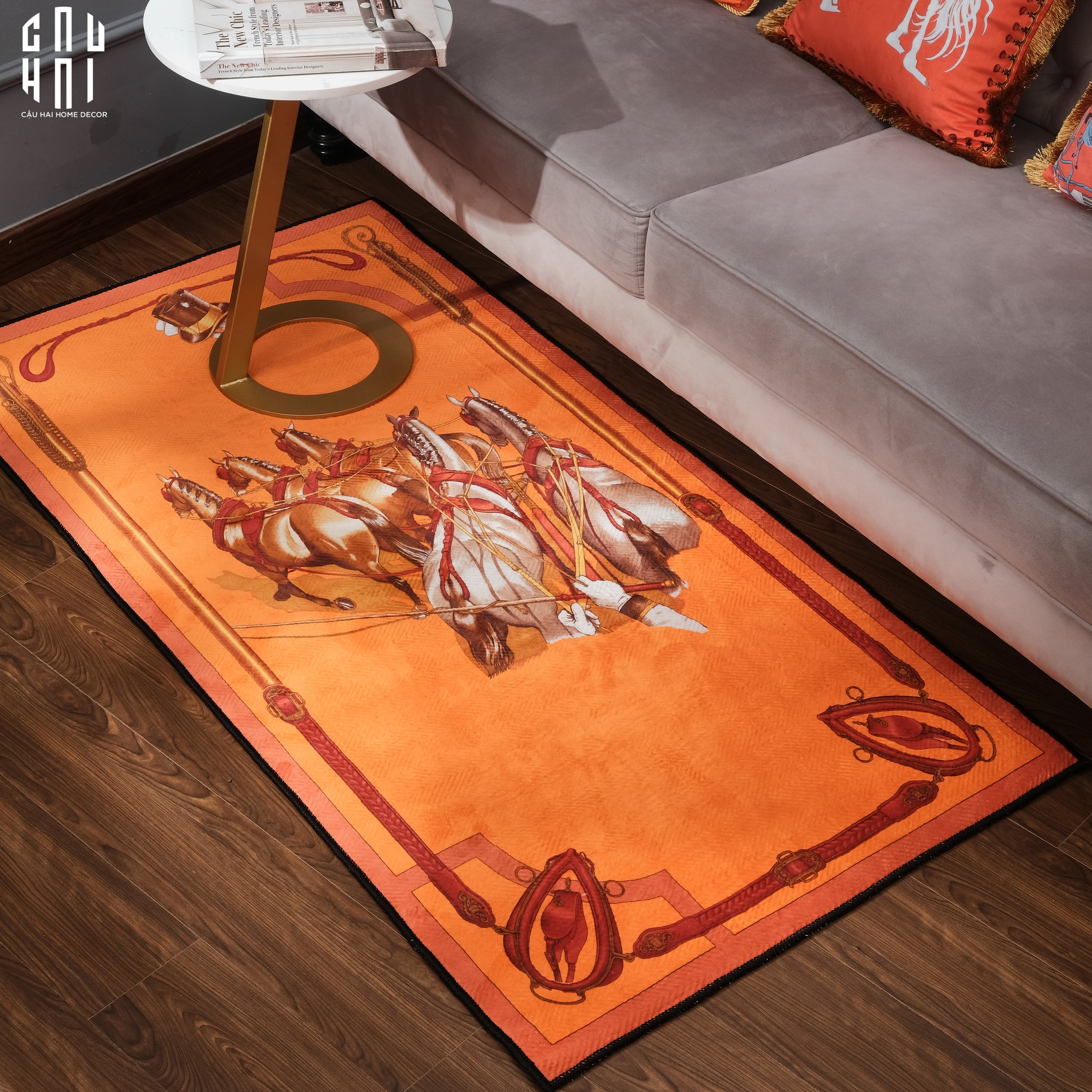 Thảm Bed Nhung Bỉ 80X200 Imperial Equestrian Roman Chariot Bedding Rug-CẬU HAI HOME DECOR