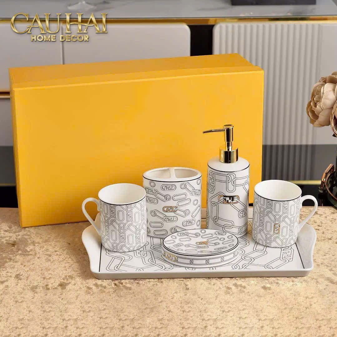 Maison Couture -  Set Nhà Tắm Fancy Club Chainline Metropolis  Interlink 6Pcs