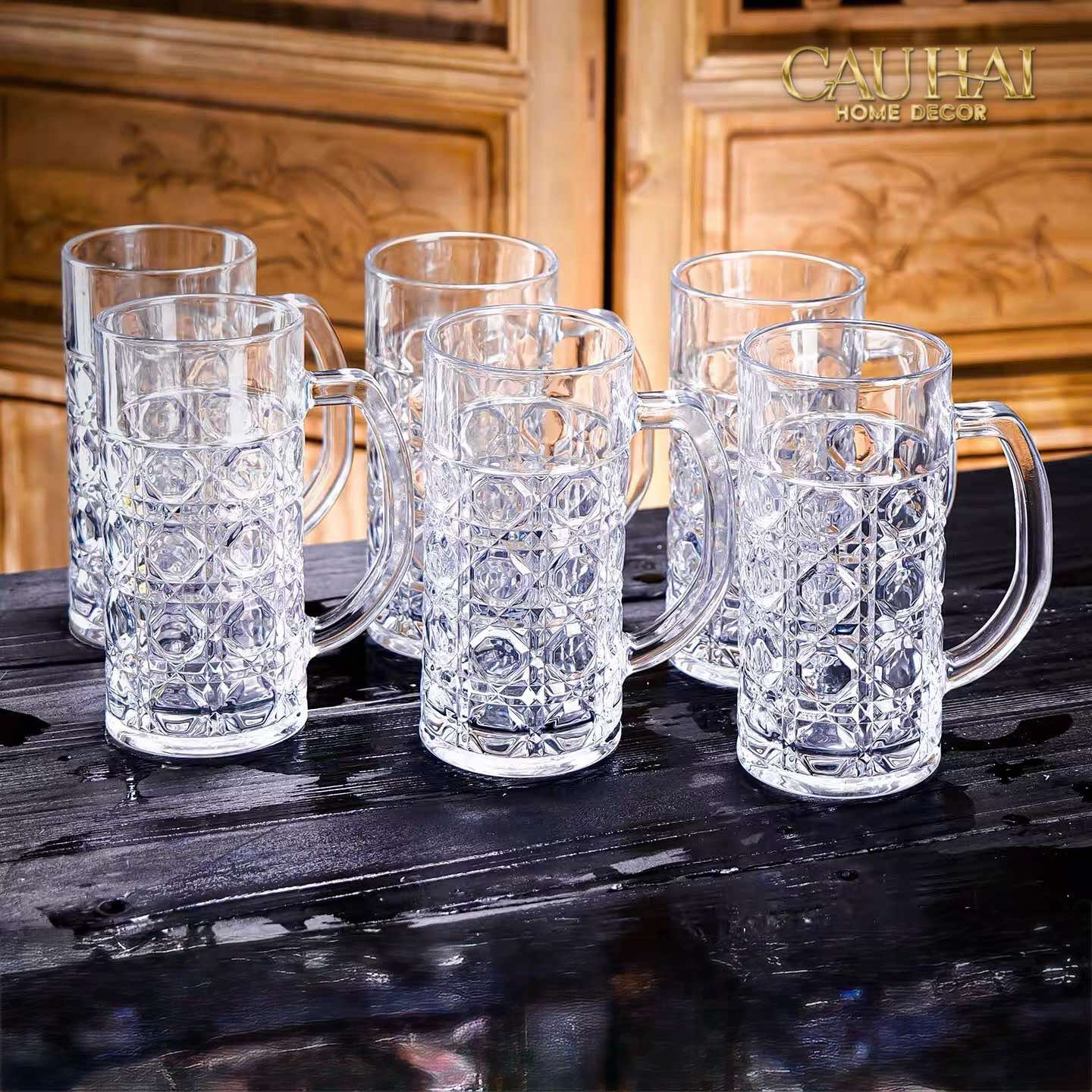 SET 6 LY CRYSTAL FACETTÉ - CANNAGE CRAFT MUG 500ML-CẬU HAI HOME DECOR