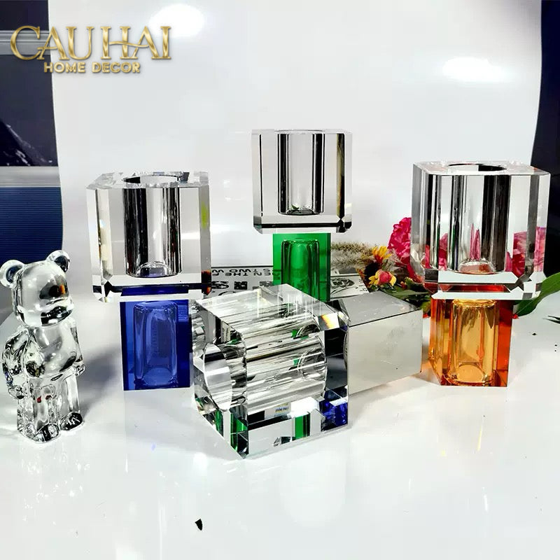 Maison Couture - Bình Hoa Pha Lê Atelier Émeraude Crystal Geometric Vessel 10x19