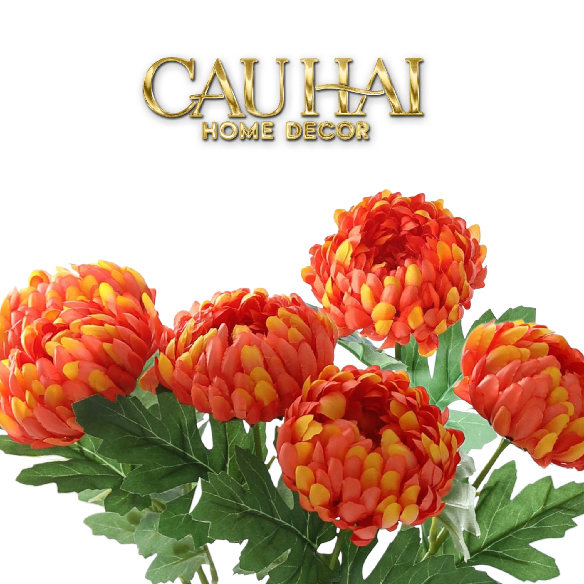 Set 5 Cành Hoa Cúc Mẫu Đơn Peony Đỏ/Hồng/Vàng/Cam