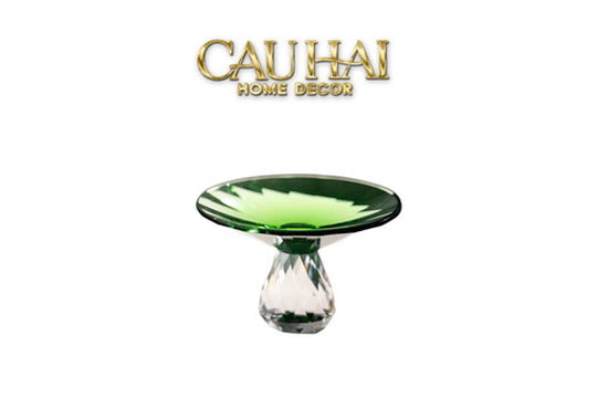 Đĩa Trái Cây Pha Lê Xanh Lá - Critalleries Vert Emerald Malachite Fruit Plates D15