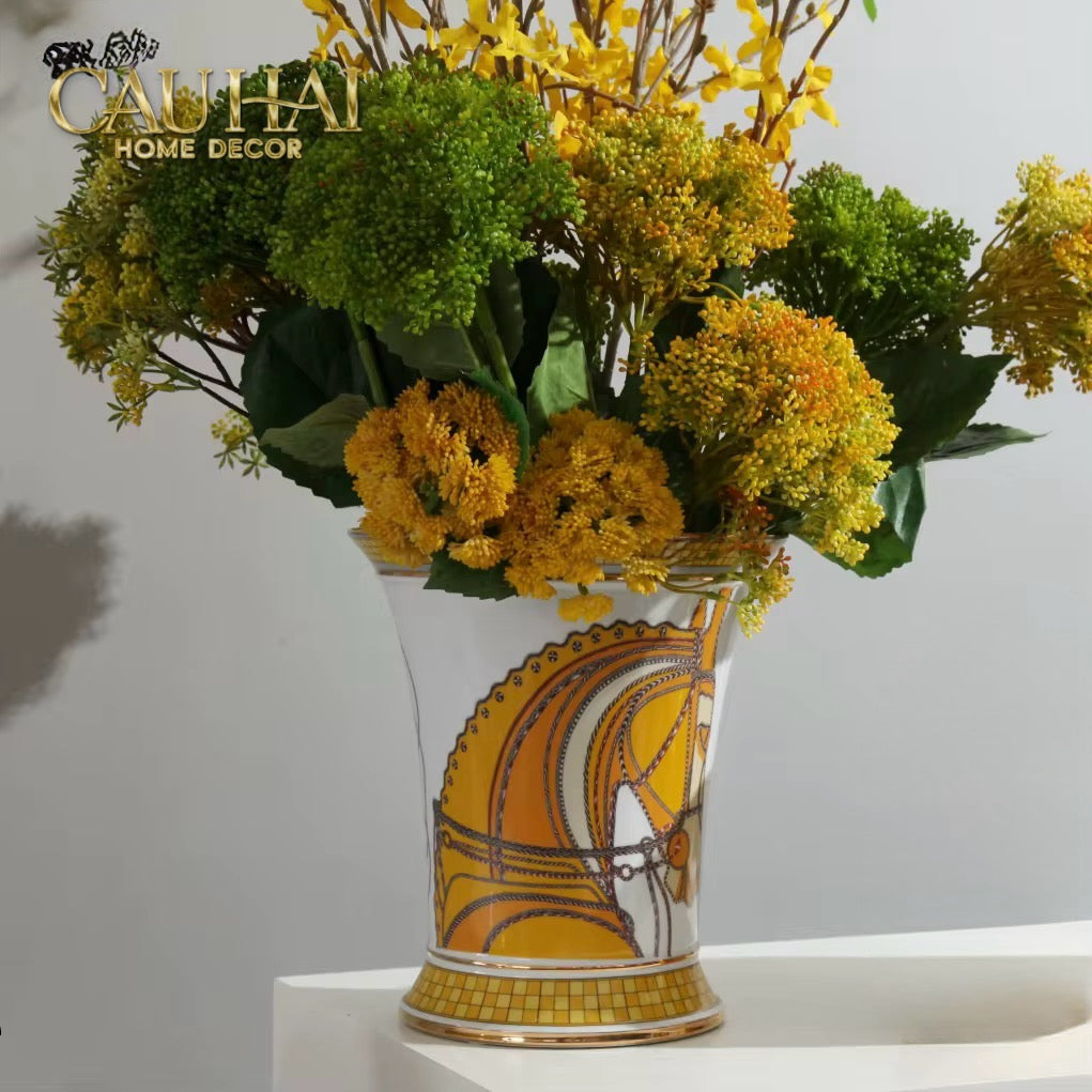 Maison Couture -  Set 2 Bình Hoa  Chiến Mã Hoàng Gia Équestre Cheval   Royal - Spéciale Porcelain Vase. H22 H26 xD15
