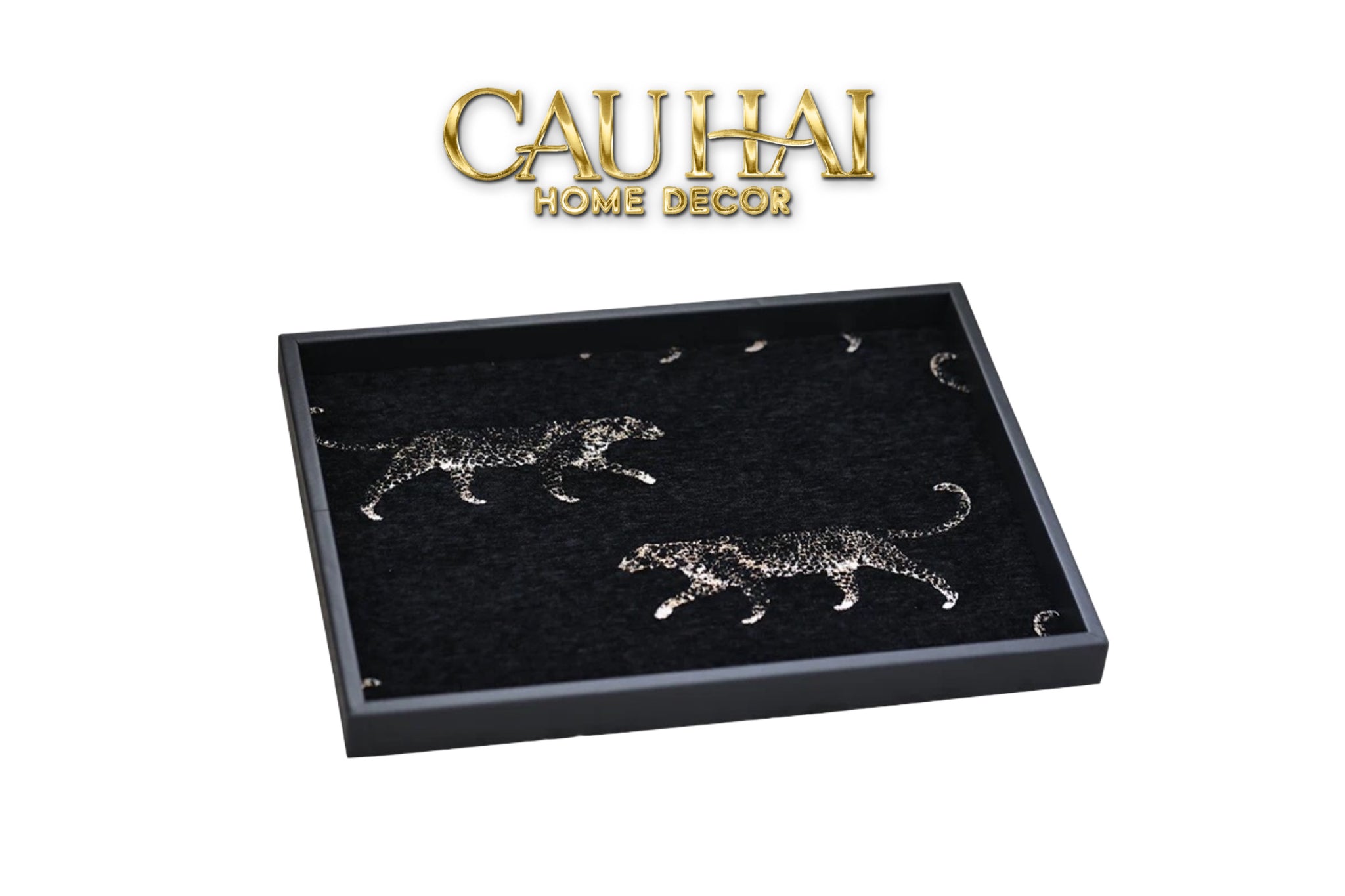 KHAY GỖ TWEED LUX LEATHER NOCTURNAL PANTHER 30X40