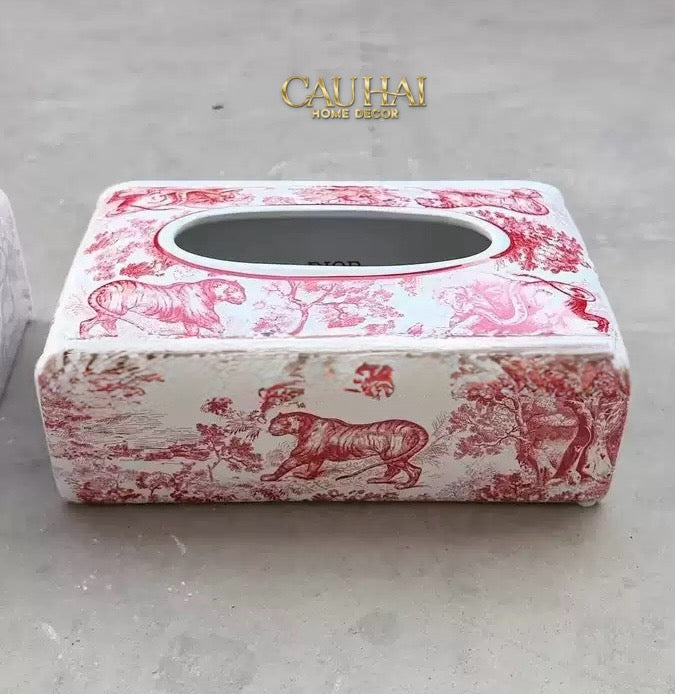 Maison Couture -  Hộp Khăn Giấy Gốm Sứ  Crimson Rouge Jungle D.O