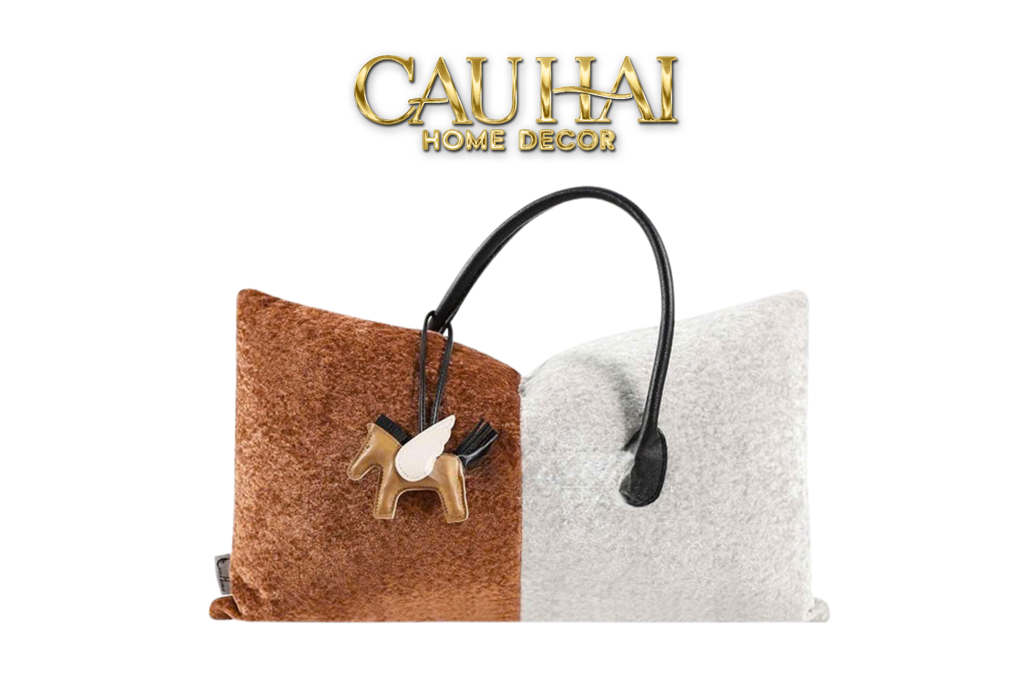 Gối Nhung Silhouette Équine Bicolore 30x50 - Special Pegasus Charm