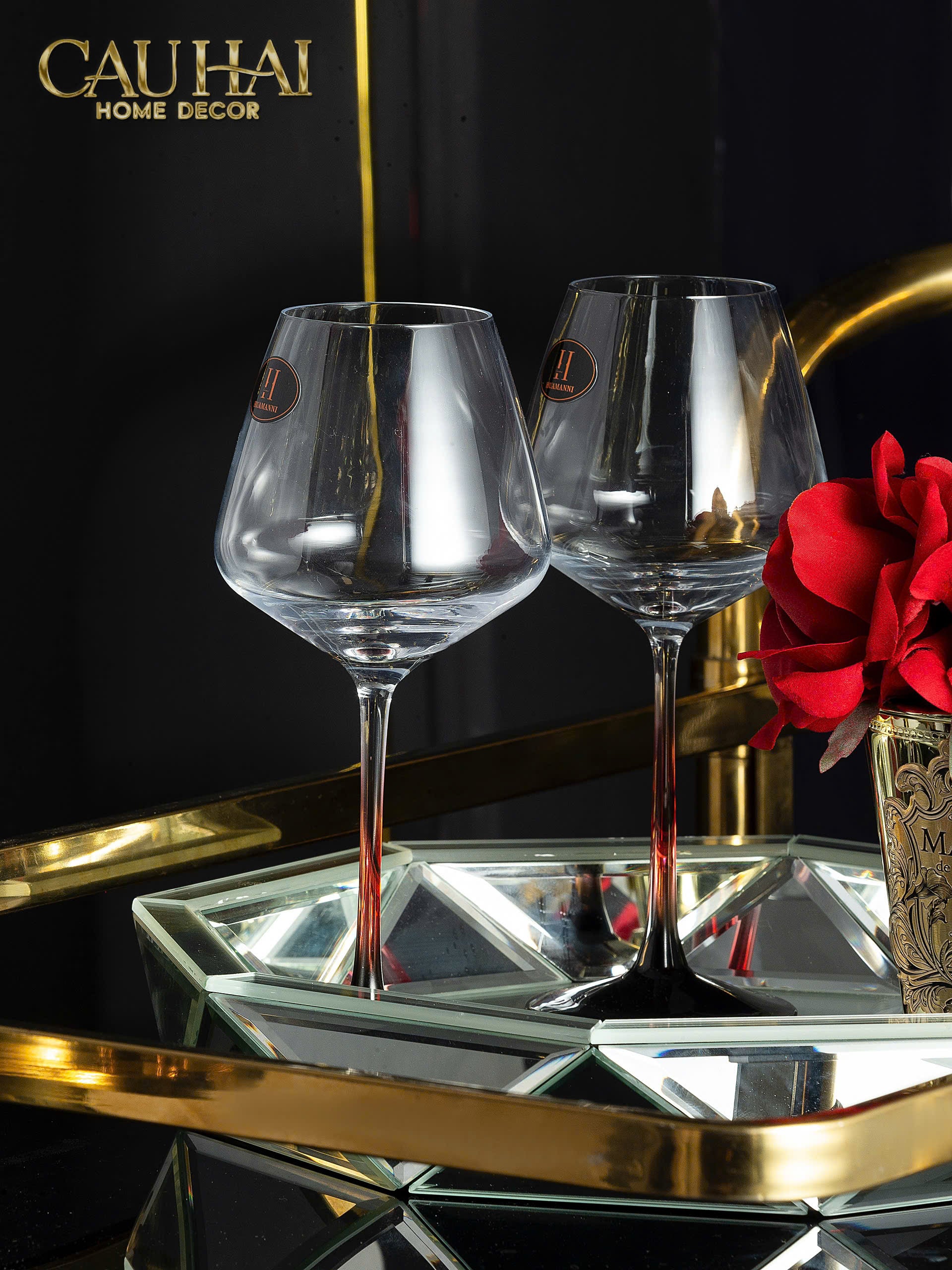 SET 2 LY VANG BURGUNDY - NO BOX-CẬU HAI HOME DECOR